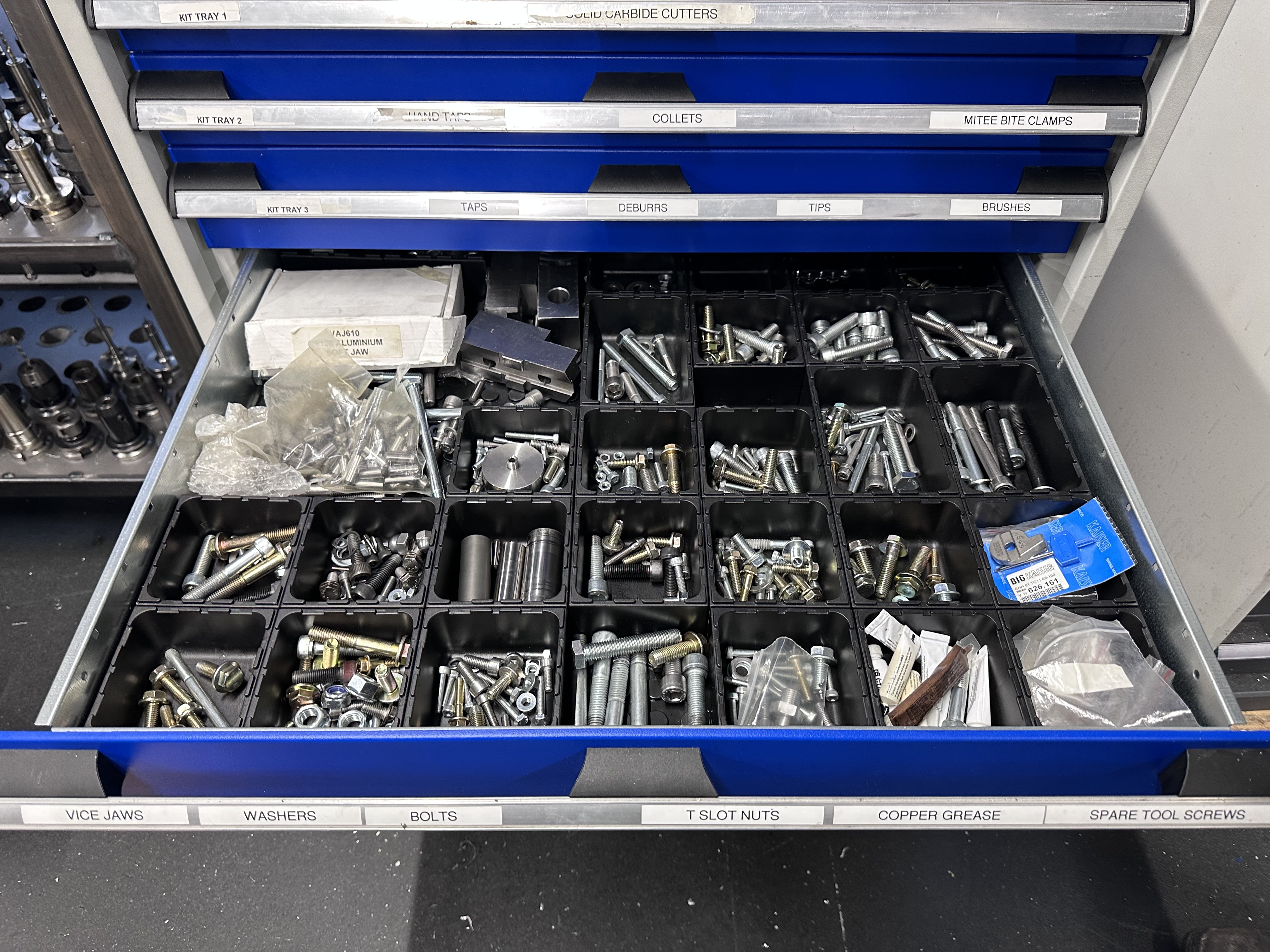 Bott 8 Drawer Tooling Cabinet, Including Various Cutters