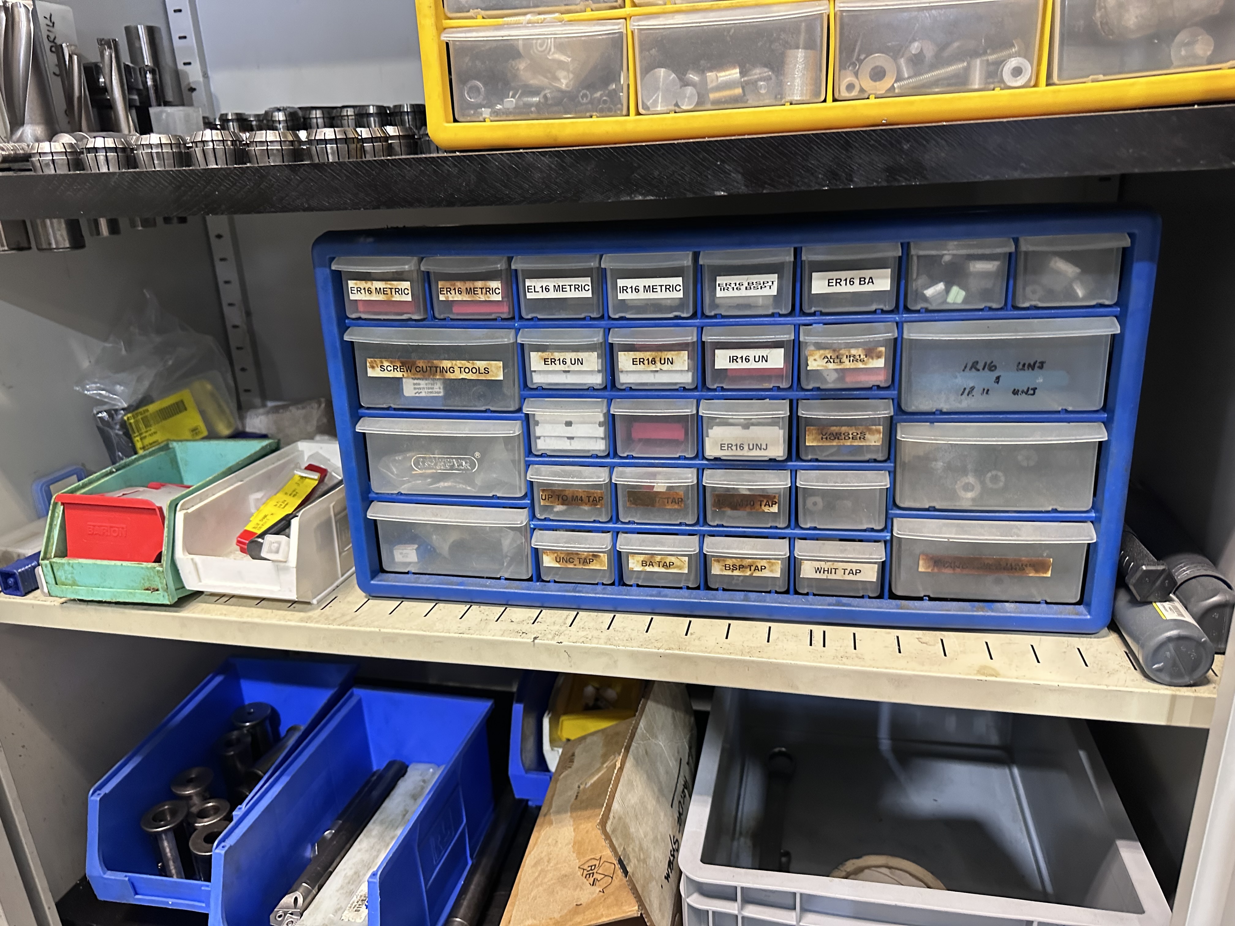 2 Door Cabinet with Various Tools Used on Haas ST20 SSY Lathe