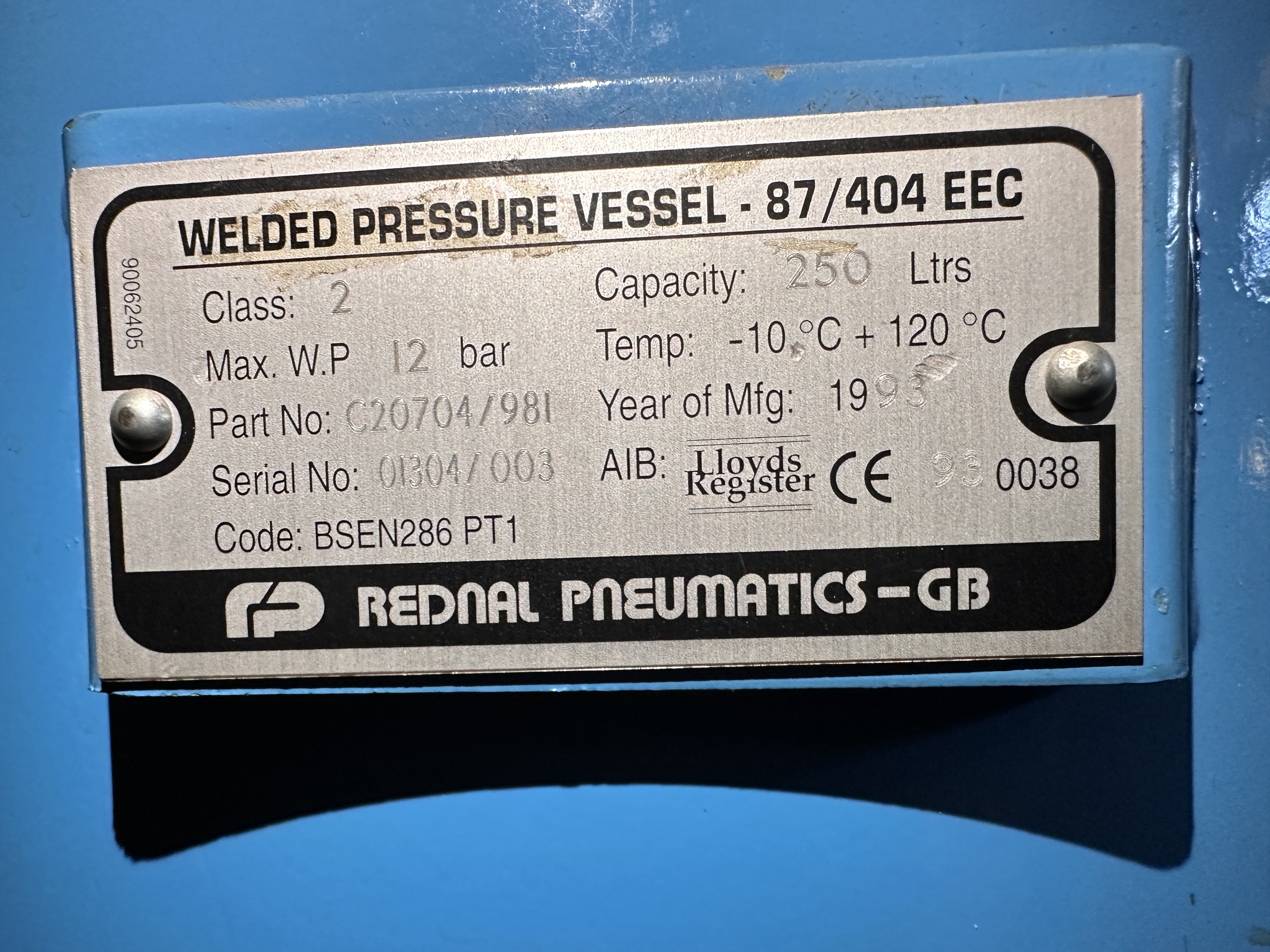 Rednal Pneumatics Air Receiver