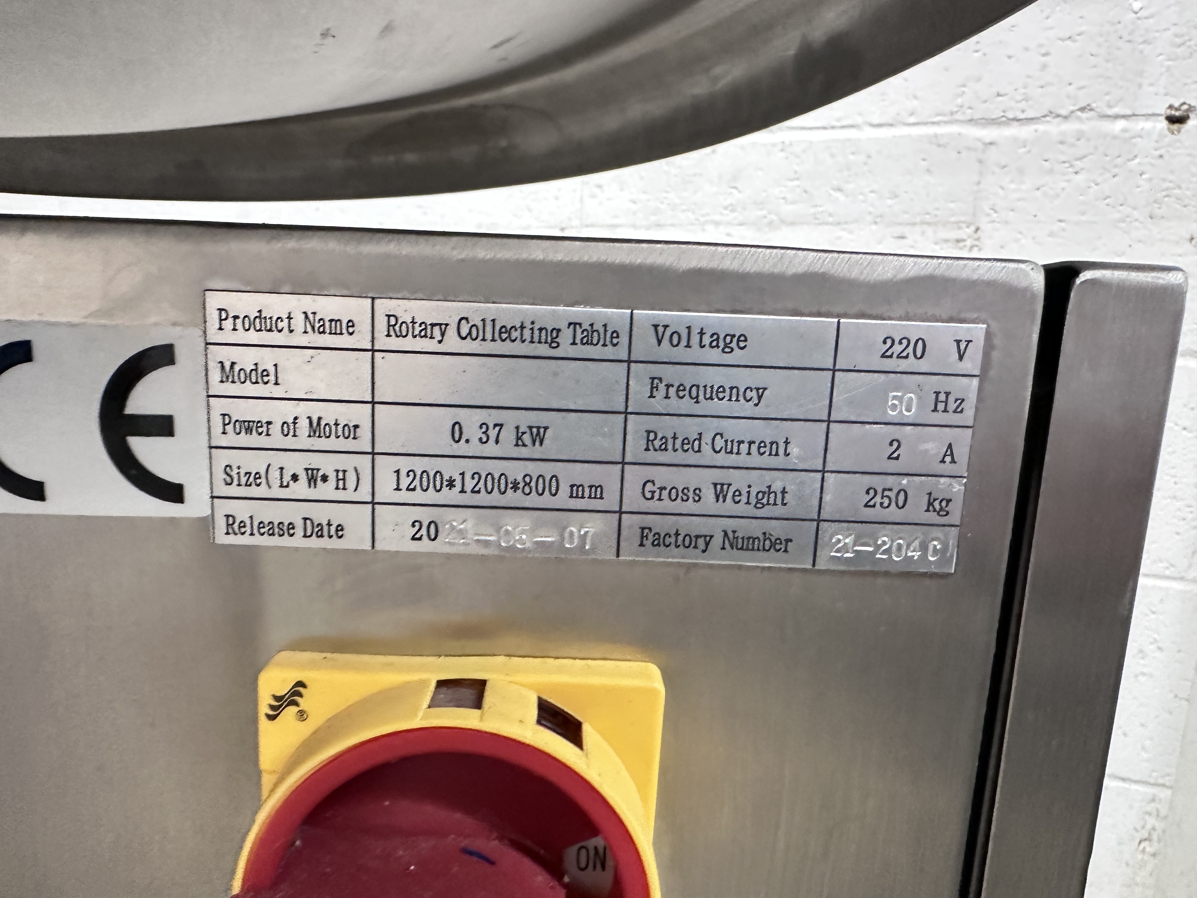 1200mm Stainless Steel Mobile Rotary Collecting Table. (2021)