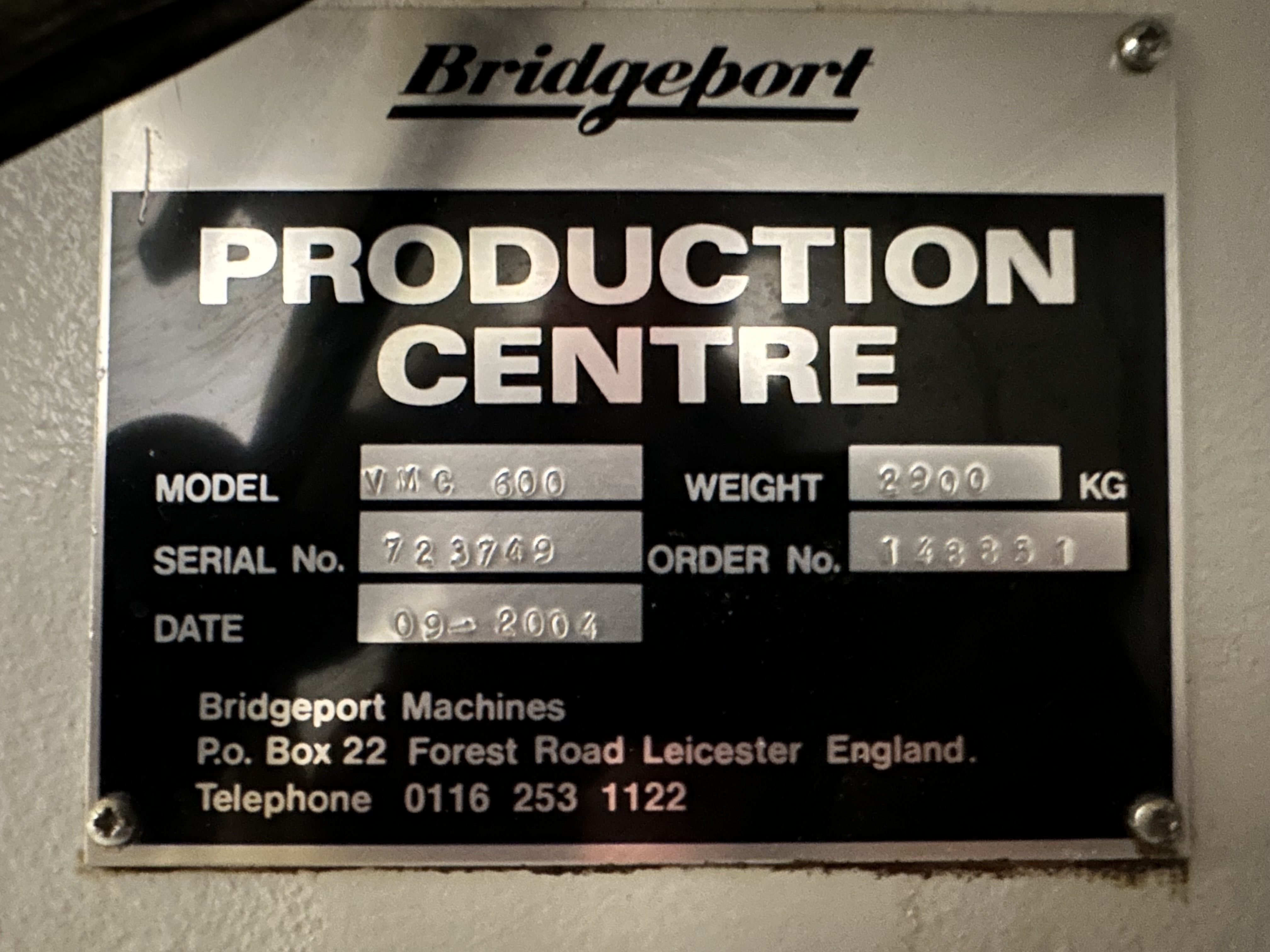 Bridgeport VMC 600 x Vertical Machining Centre (2004)