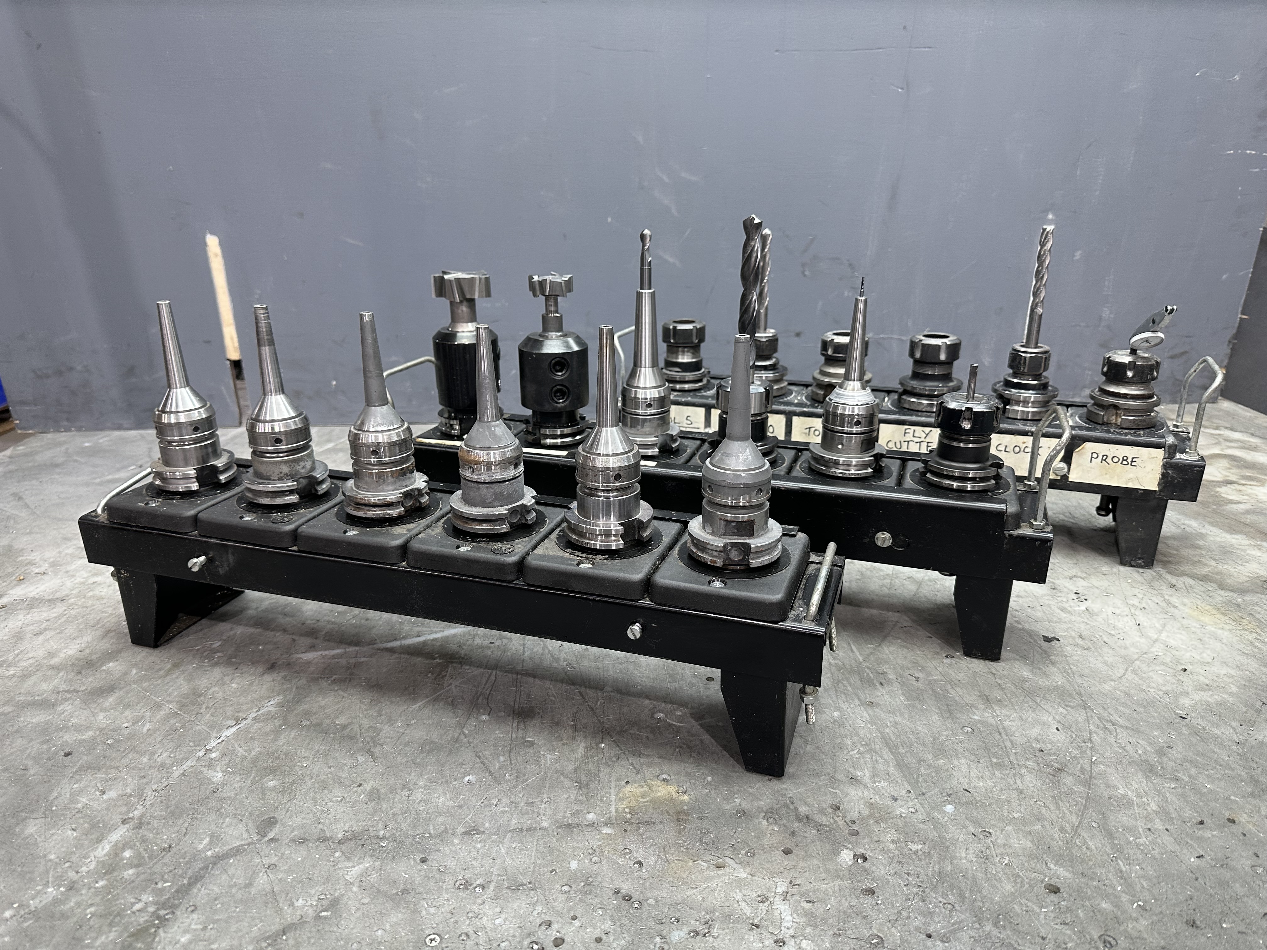 CAT40 Spindle Tool Holders with Various Cutter Holder Ends (3 x Tool Racks)