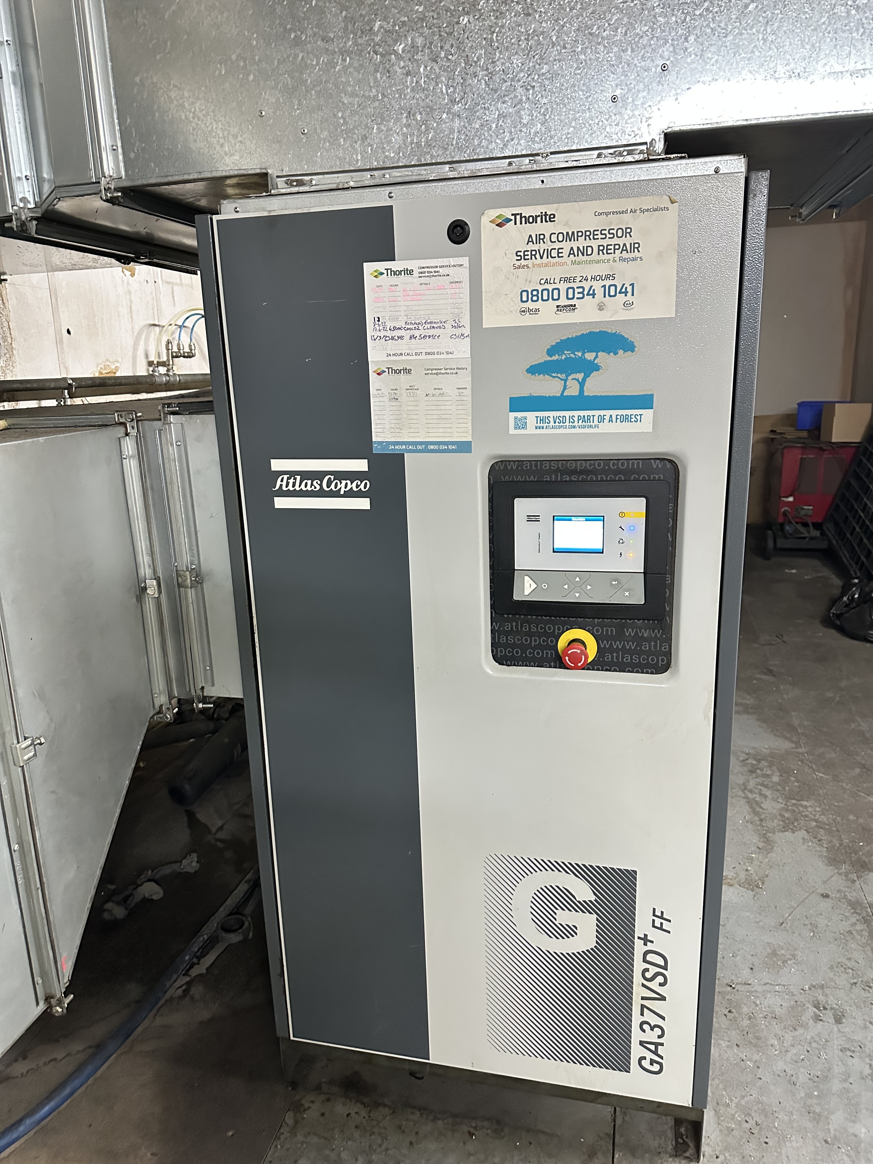Atlas Copco GA37VSD+FF Rotary Screw Air Compressor (2014)
