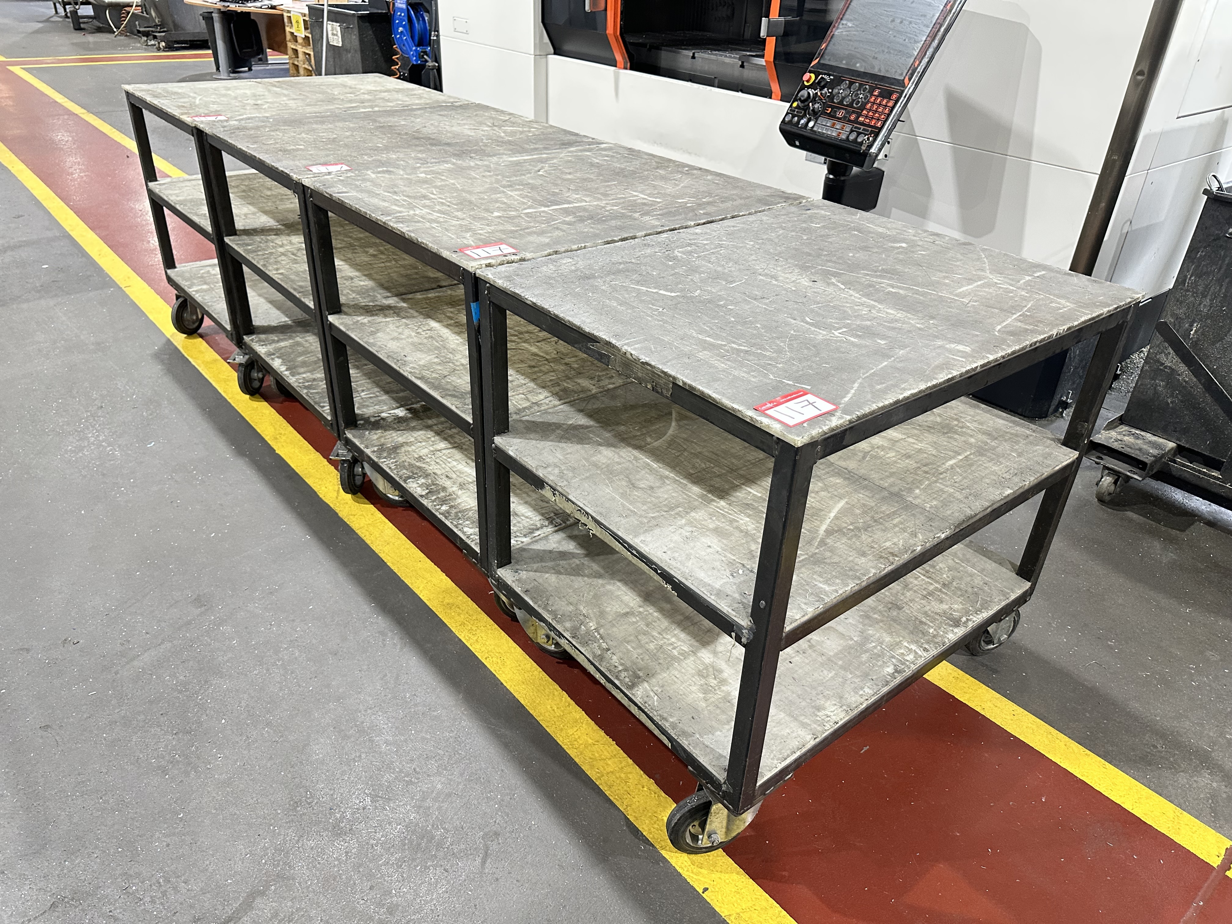 Nylon Topped 2 Shelf Mobile Trolleys (Qty 4), Size 1100 x 800 x 950mm