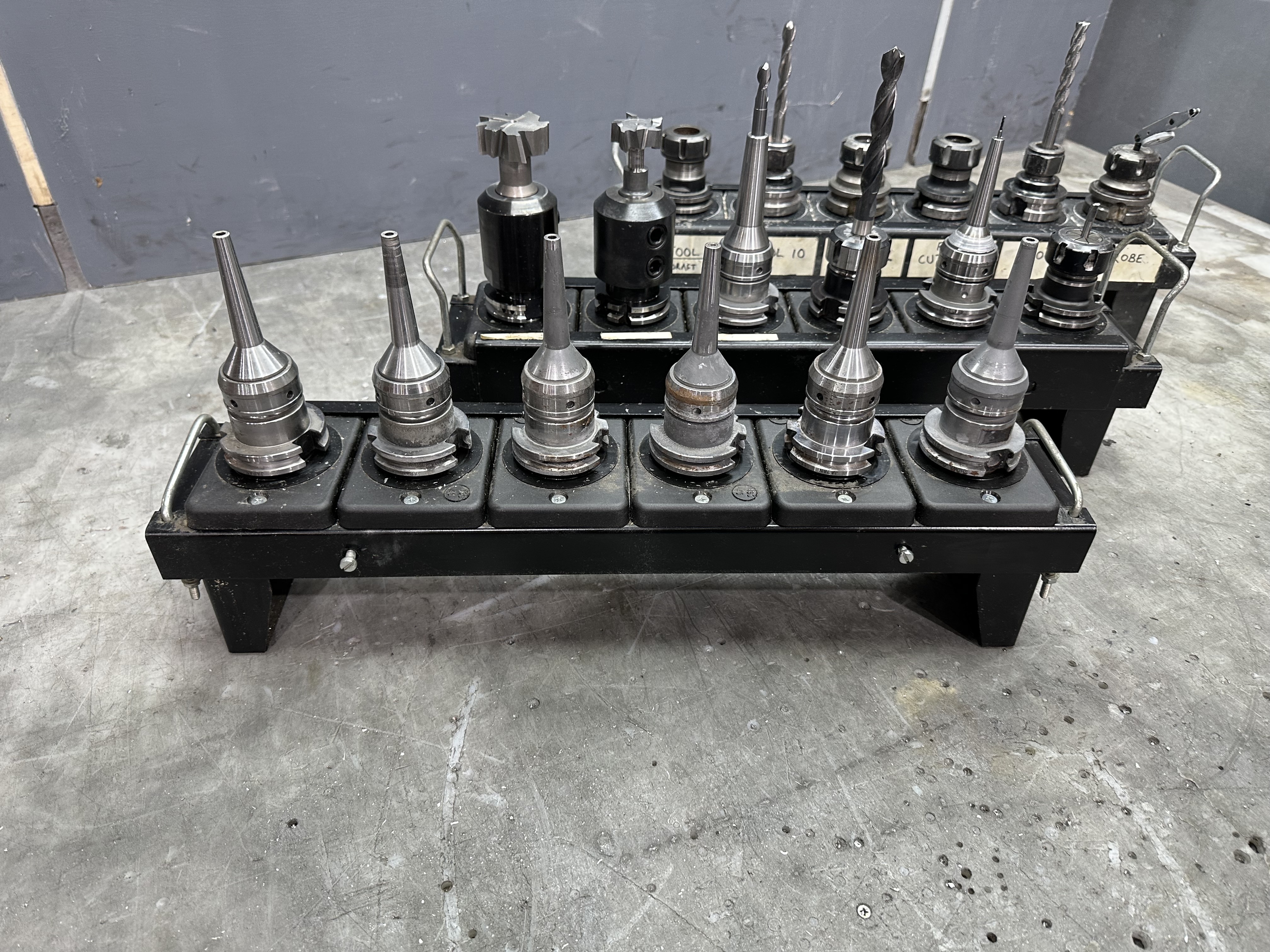 CAT40 Spindle Tool Holders with Various Cutter Holder Ends (3 x Tool Racks)