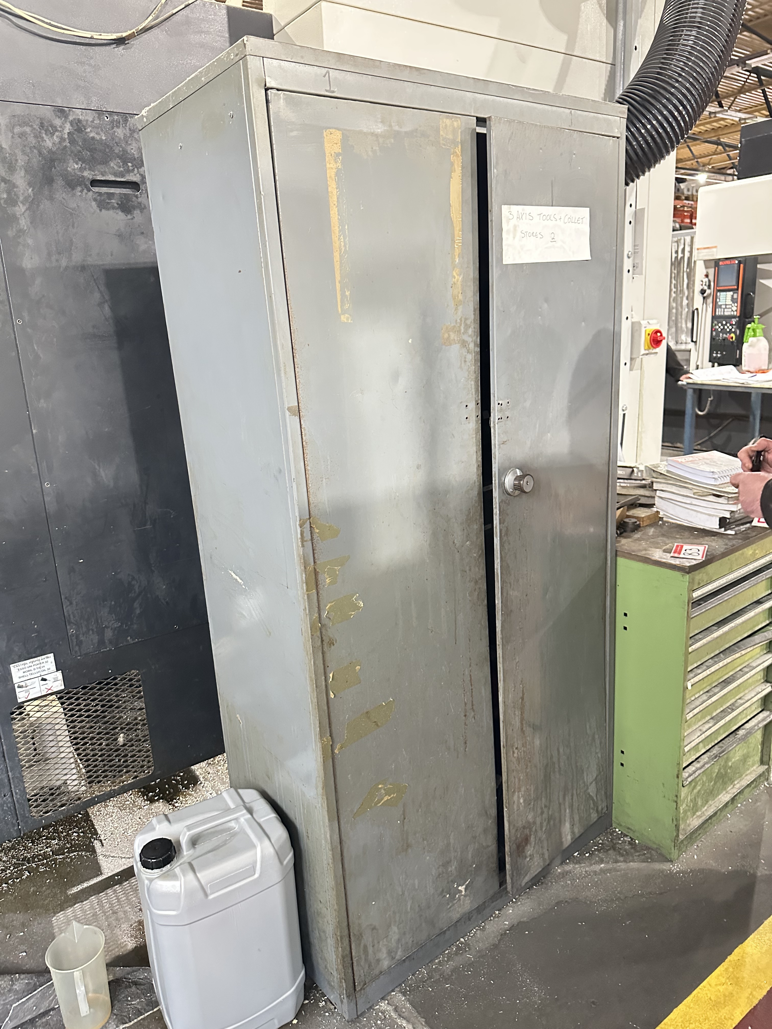 Various ER Collets, Drills & Cutters in 2 Door Cabinet Includes 6 Drawer Tool Cabinet