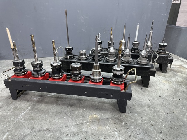CAT40 Spindle Tool Holders with Various Cutter Holder Ends (3 x Tool Racks)