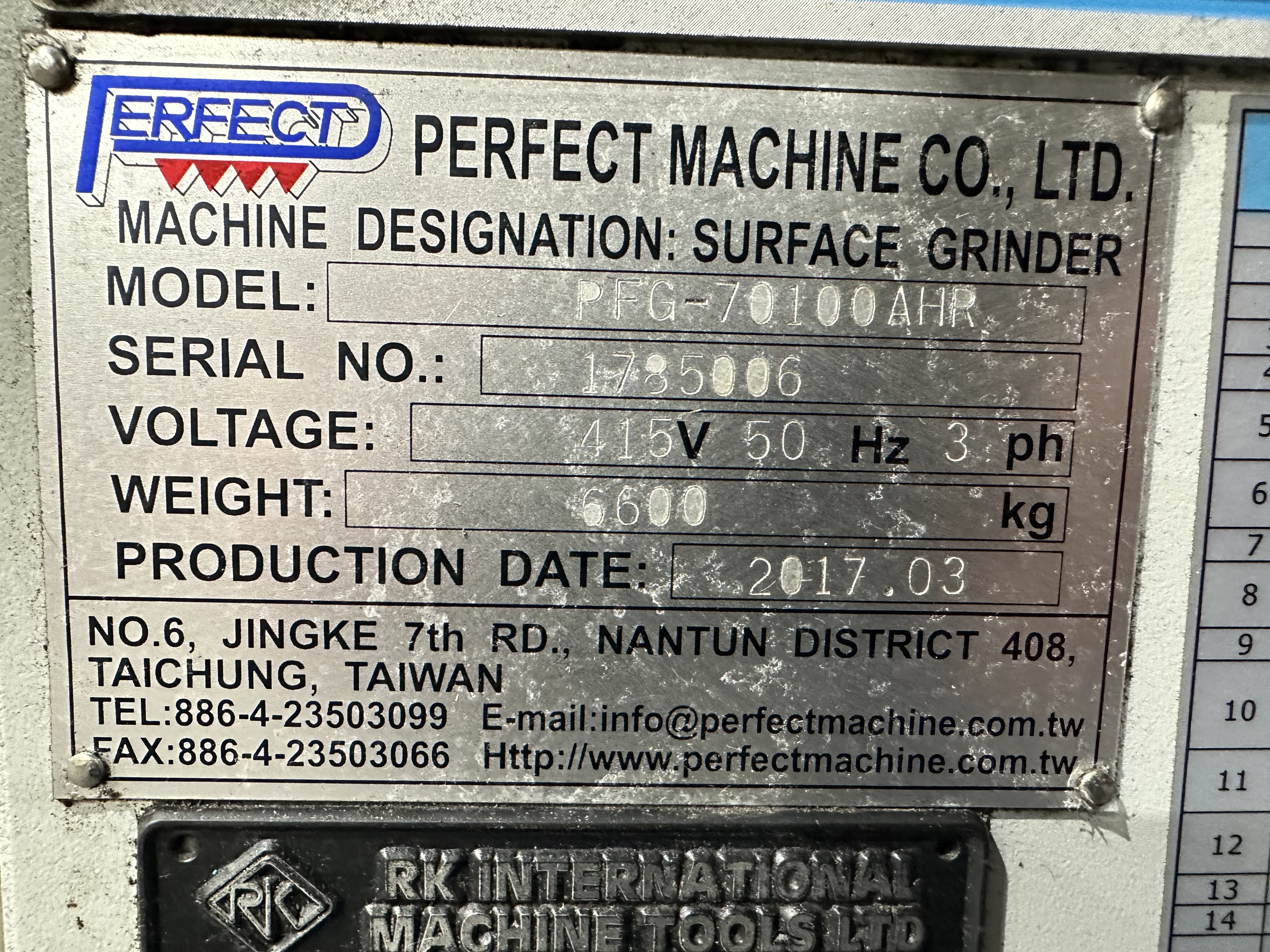 Perfect PFG - 70100 AHR Surface Grinder (2017)