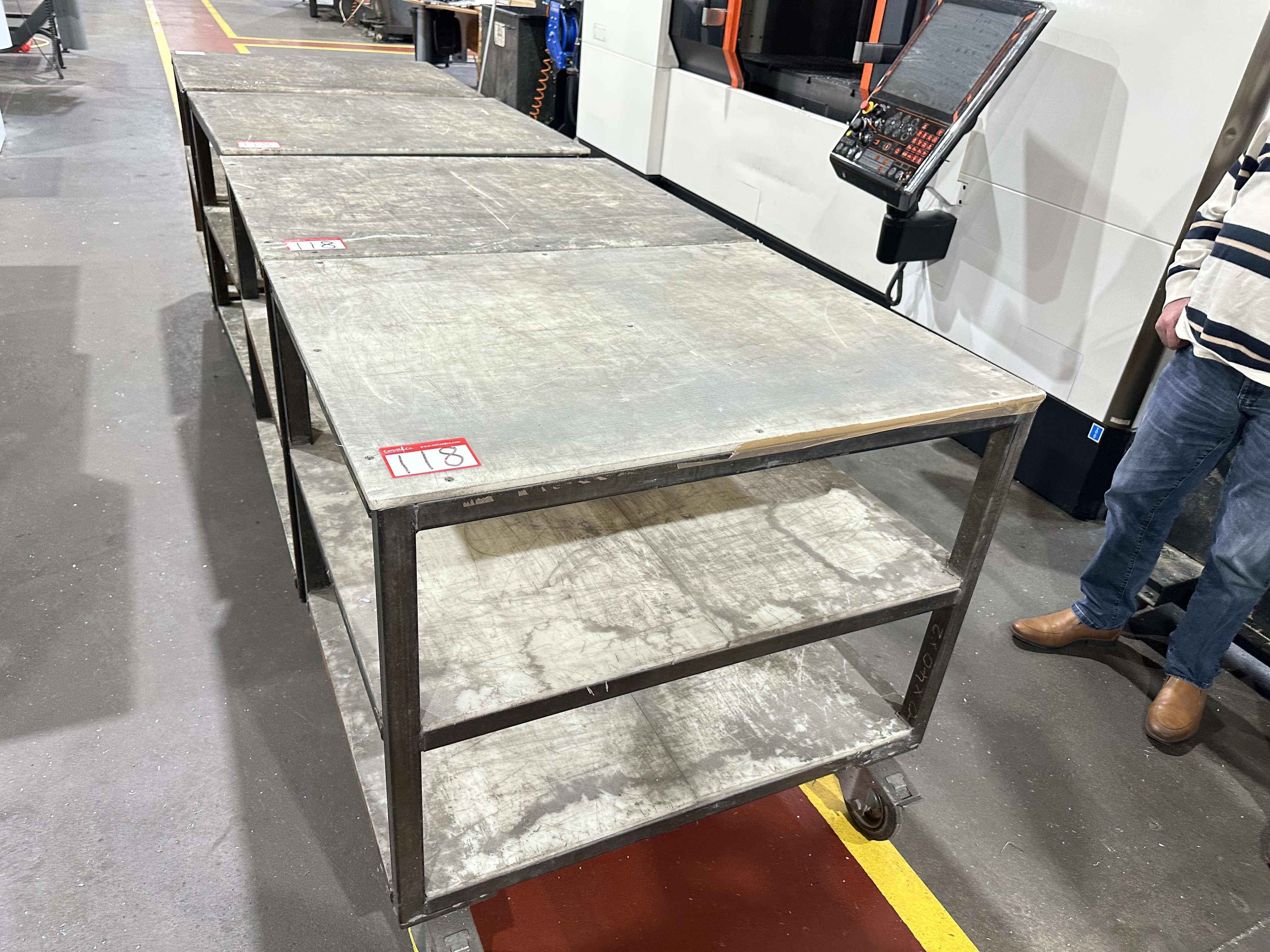 Nylon Topped 2 Shelf Mobile Trolleys (Qty 4), Size 1100 x 800 x 950mm