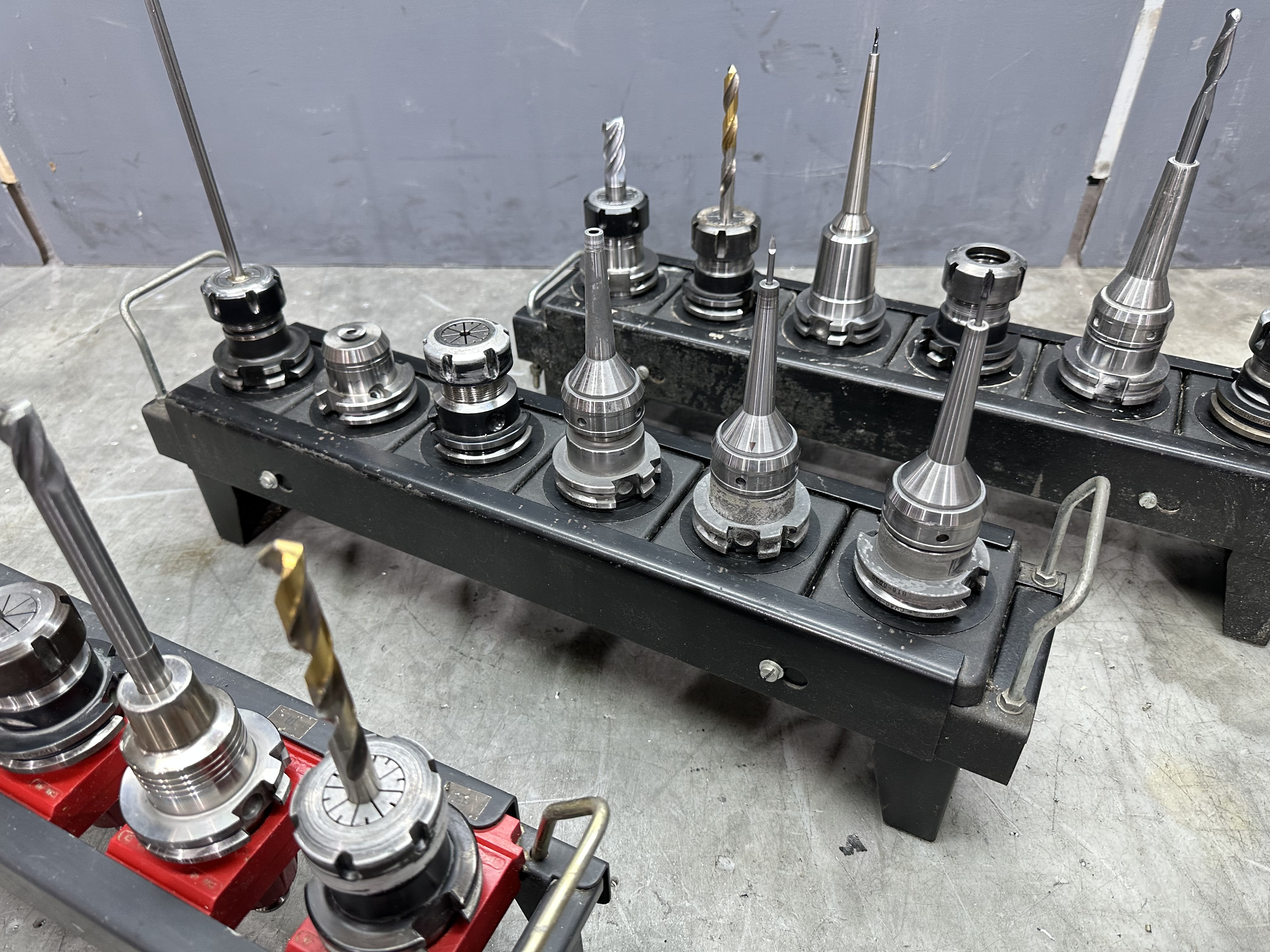 CAT40 Spindle Tool Holders with Various Cutter Holder Ends (3 x Tool Racks)