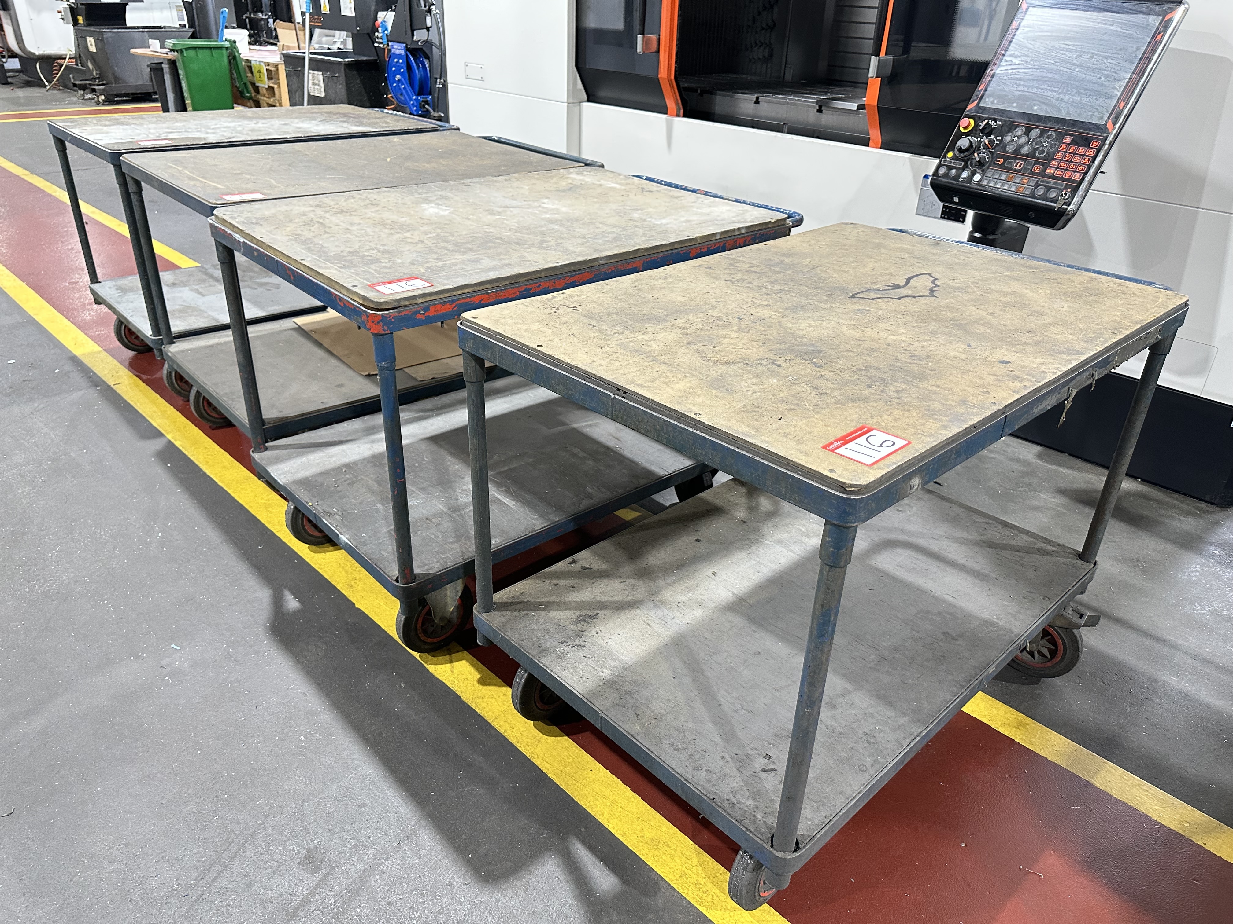 Mobile Workstation Trolleys (Qty 4), 1200 x 800 x 920mm