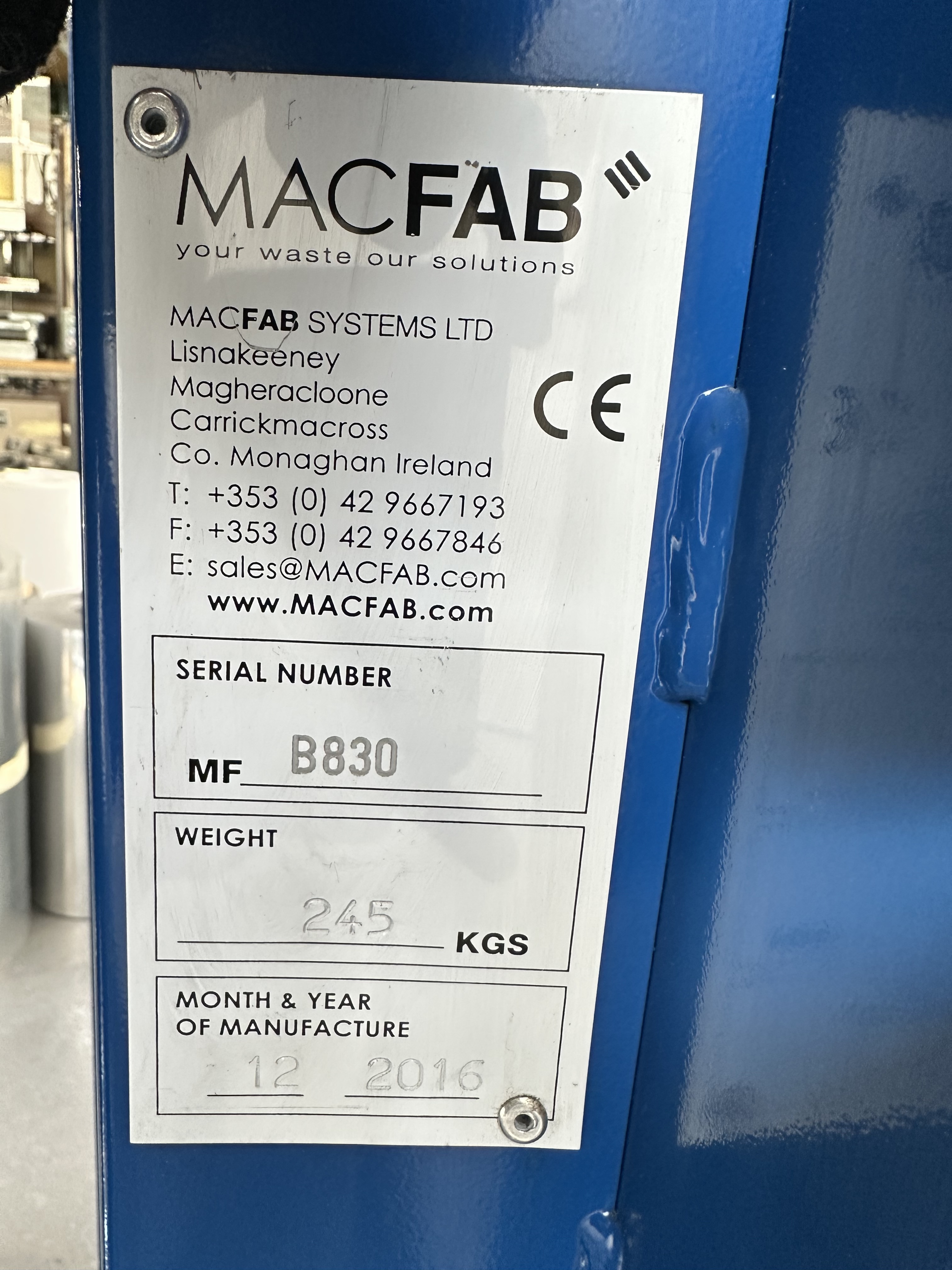 MacFab Waste Compactor / Bailer (2016)