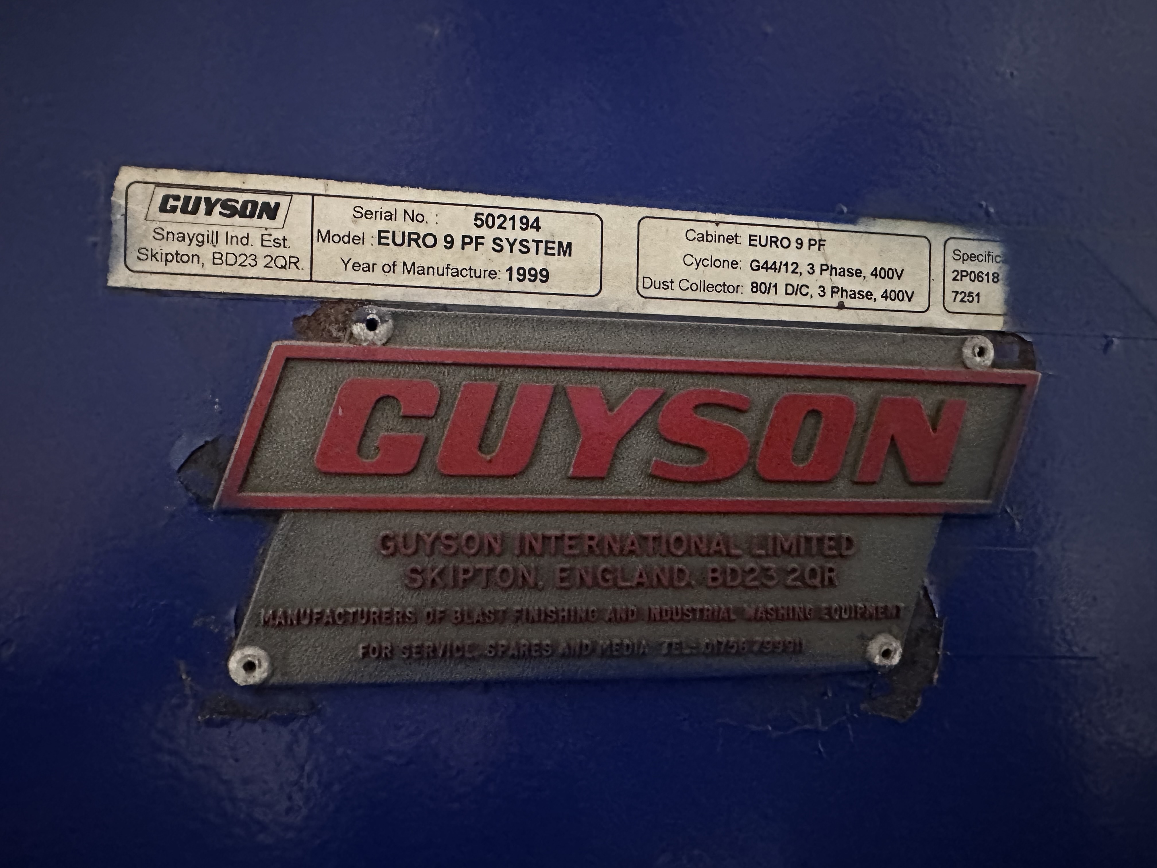 Guyson Euro 9PF Media Blast Cabinet (1999)