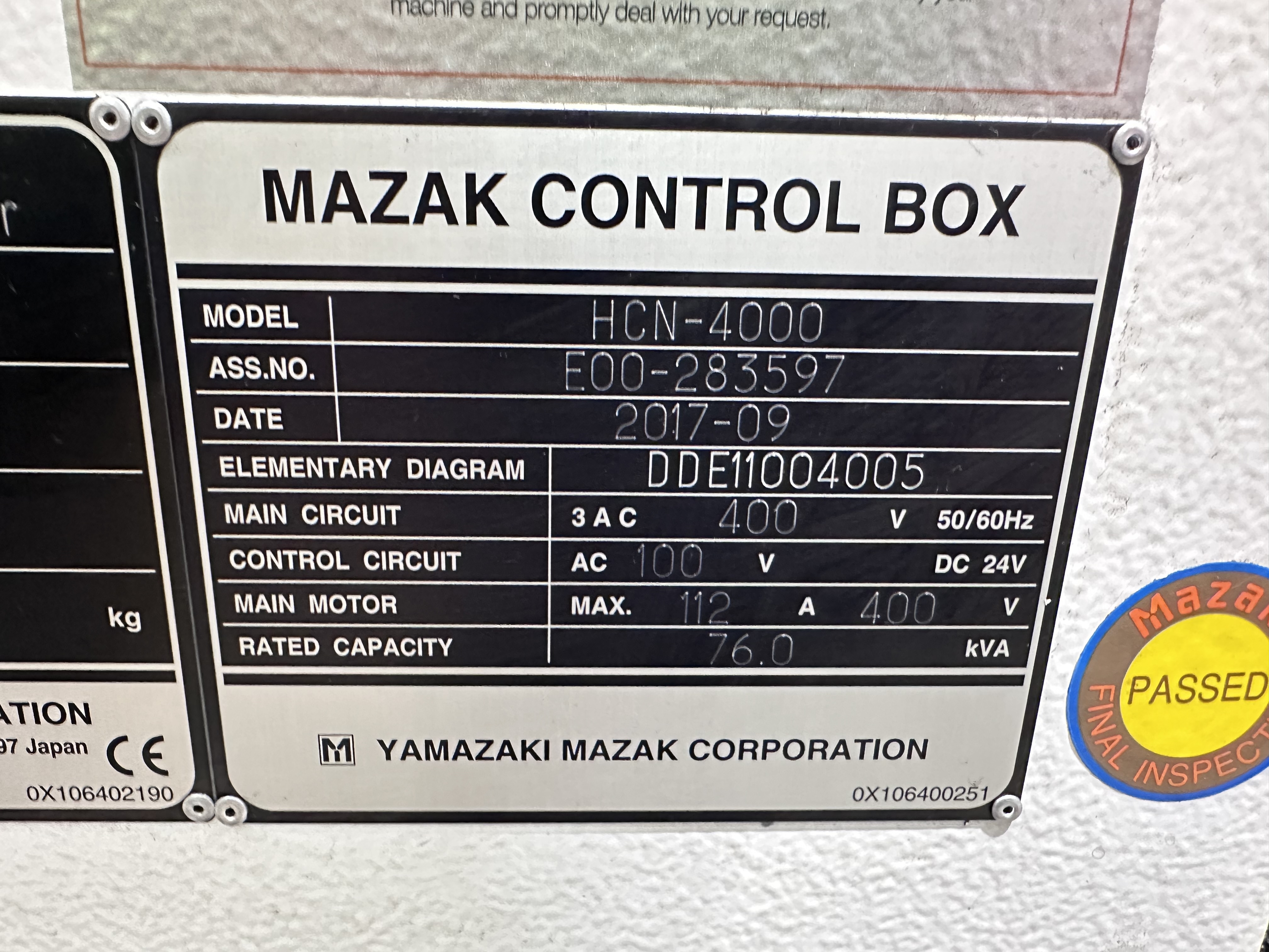 Mazak HCN - 4000 Machining Centre with Mazatrol Smooth G Control (09/2017)