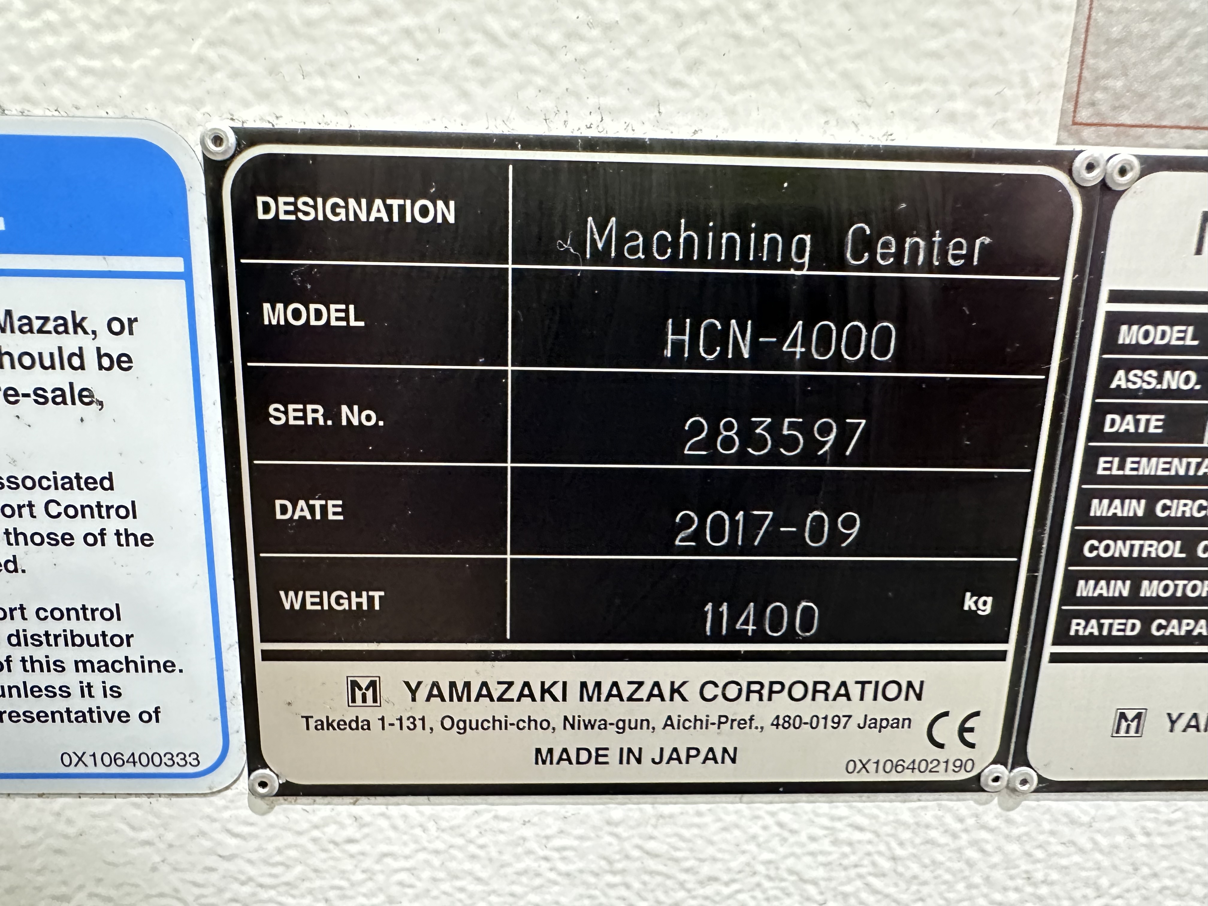 Mazak HCN - 4000 Machining Centre with Mazatrol Smooth G Control (09/2017)