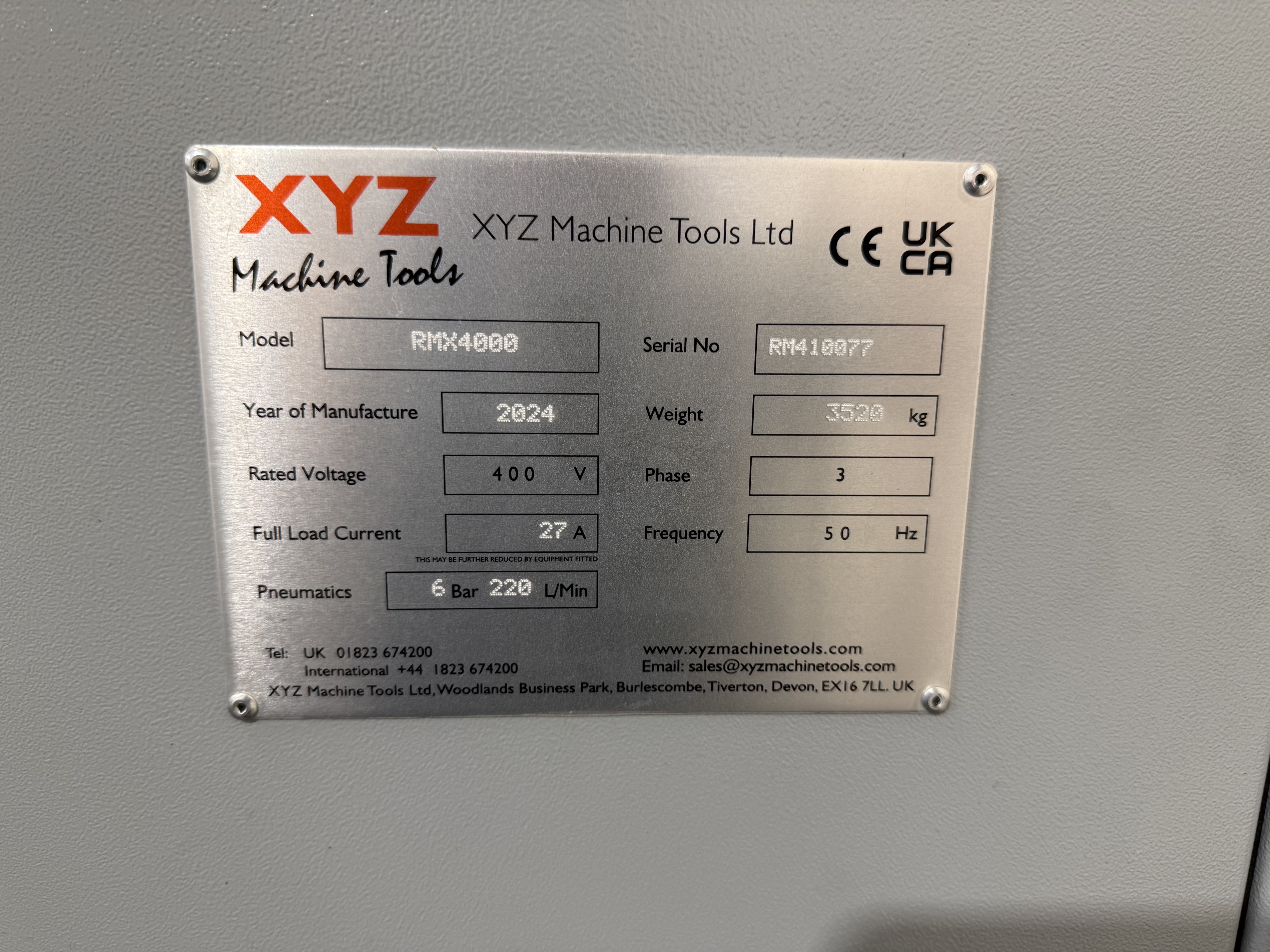XYZ RMX4000 Bed Mill with Prototrak RMX Control (2024)