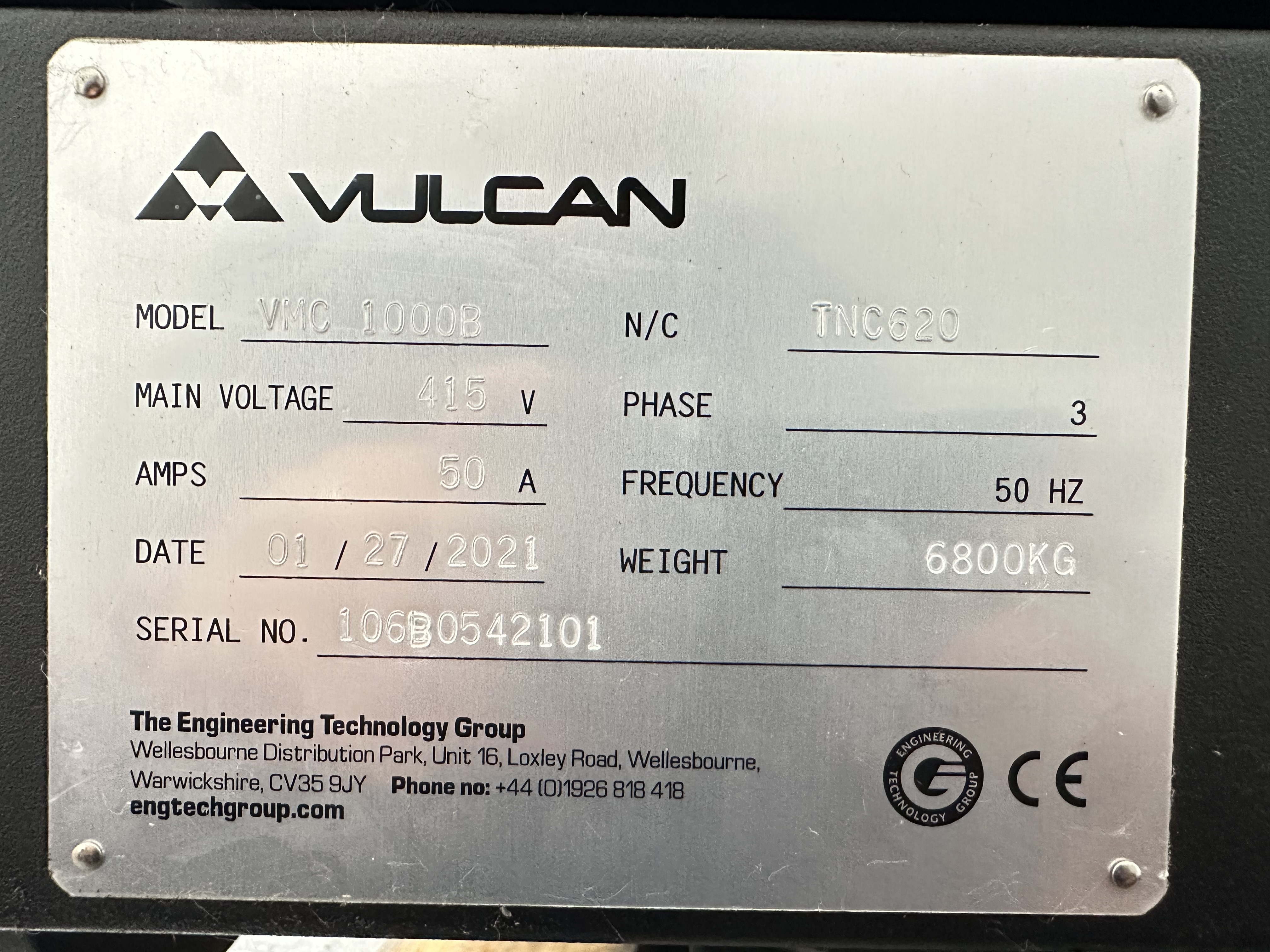 Vulcan VMC1000B CNC Vertical Machining Centre. (2021)