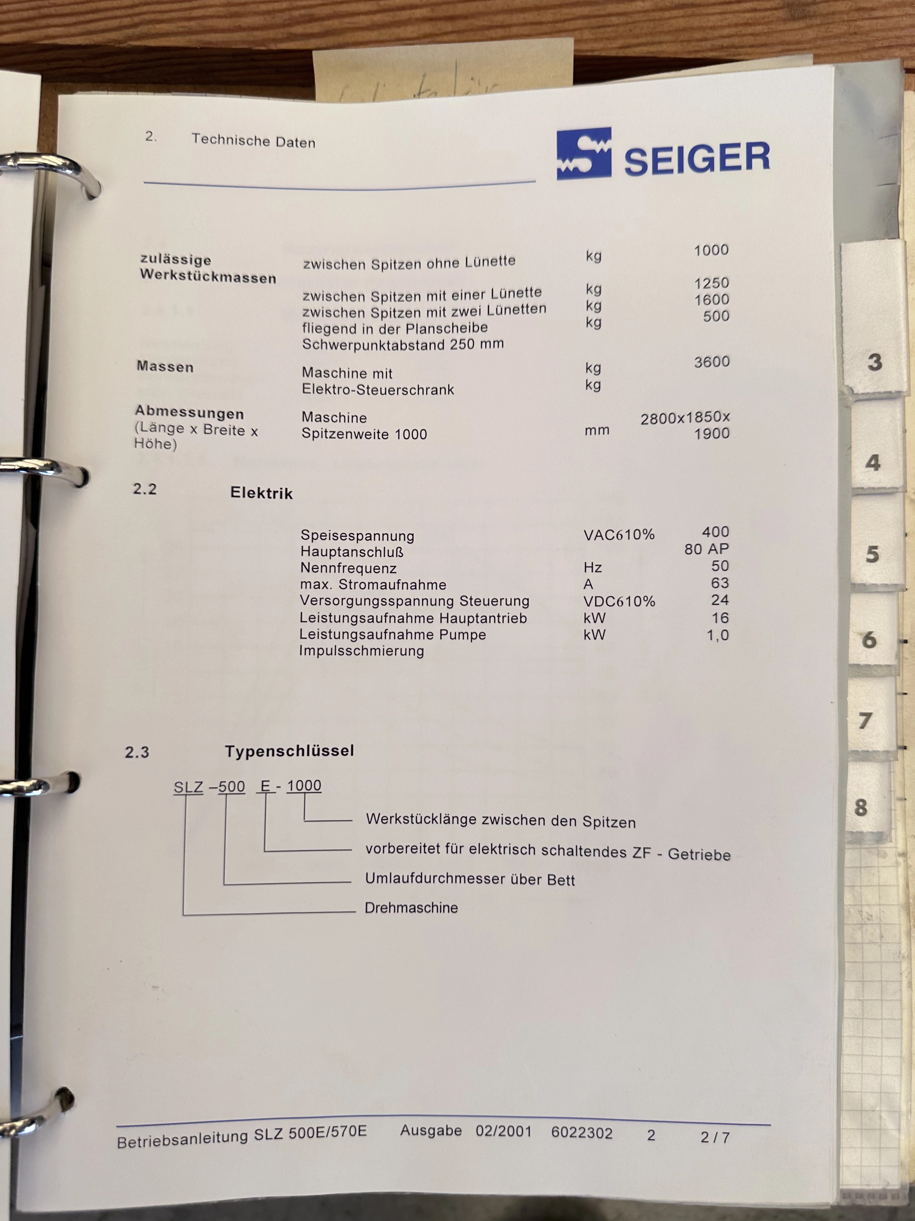 Seiger SLZ 500E NC Lathe with Siemens Sinumerik Control (2005)