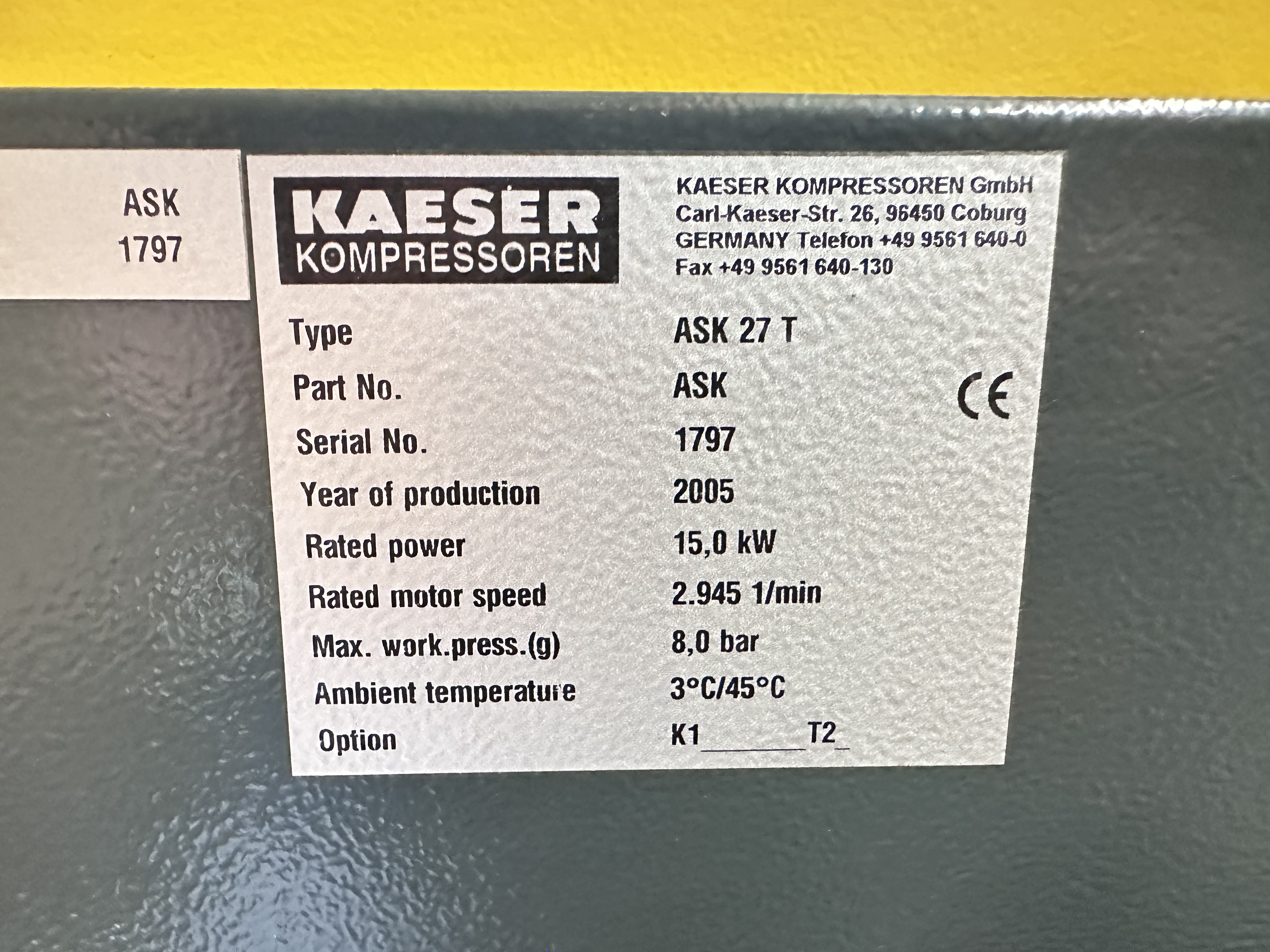 HPC Ask 27T Rotary Screw Air Compressor (2005)
