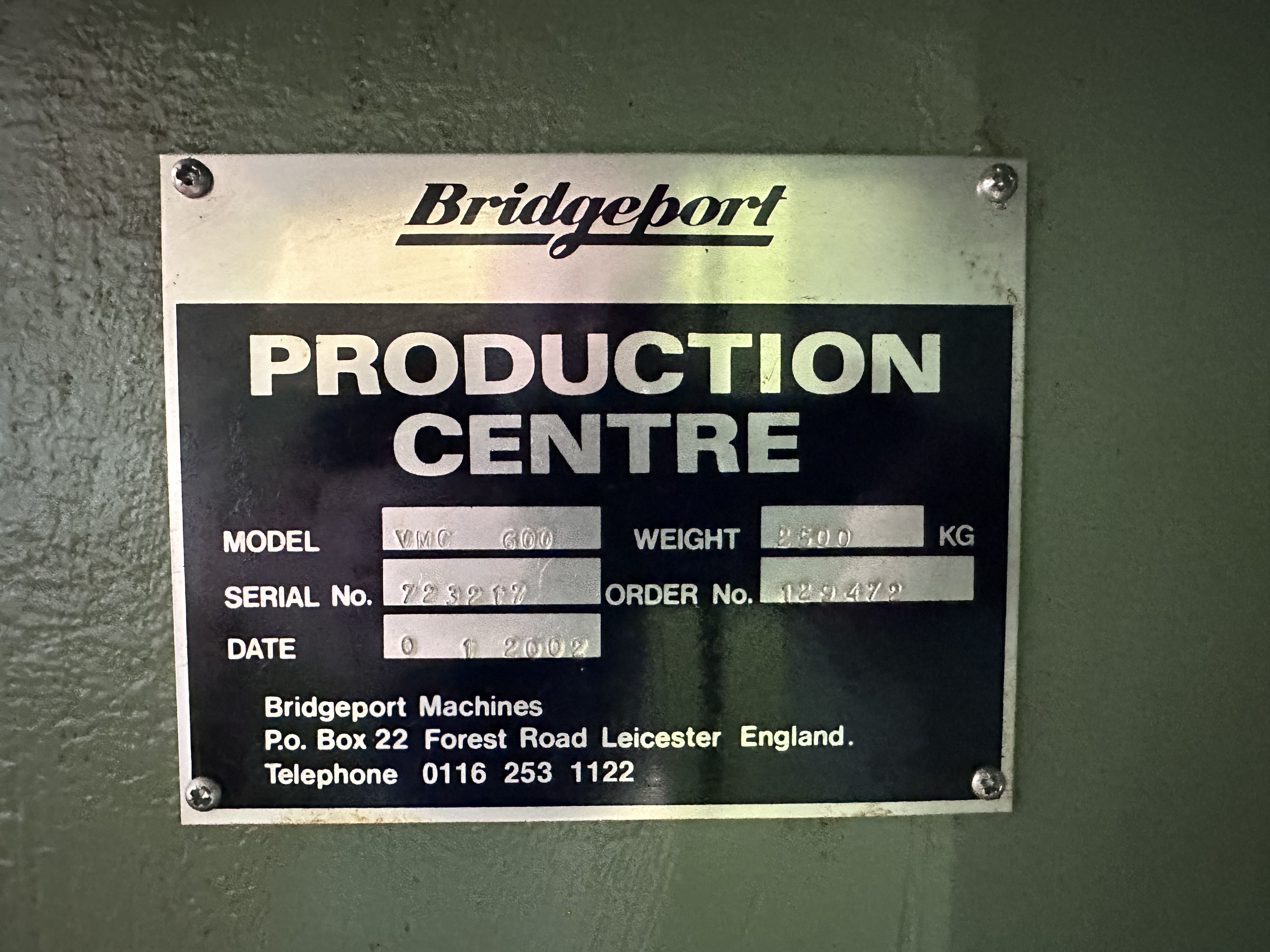 Bridgeport VMC 600 XP Vertical Machining Centre (2002)