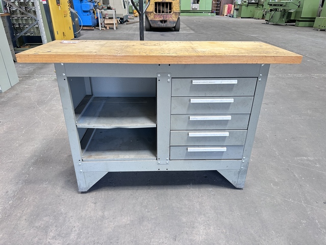 Wooden Top Work Bench 5 Drawer Cabinet 1370 x 510 x 870 