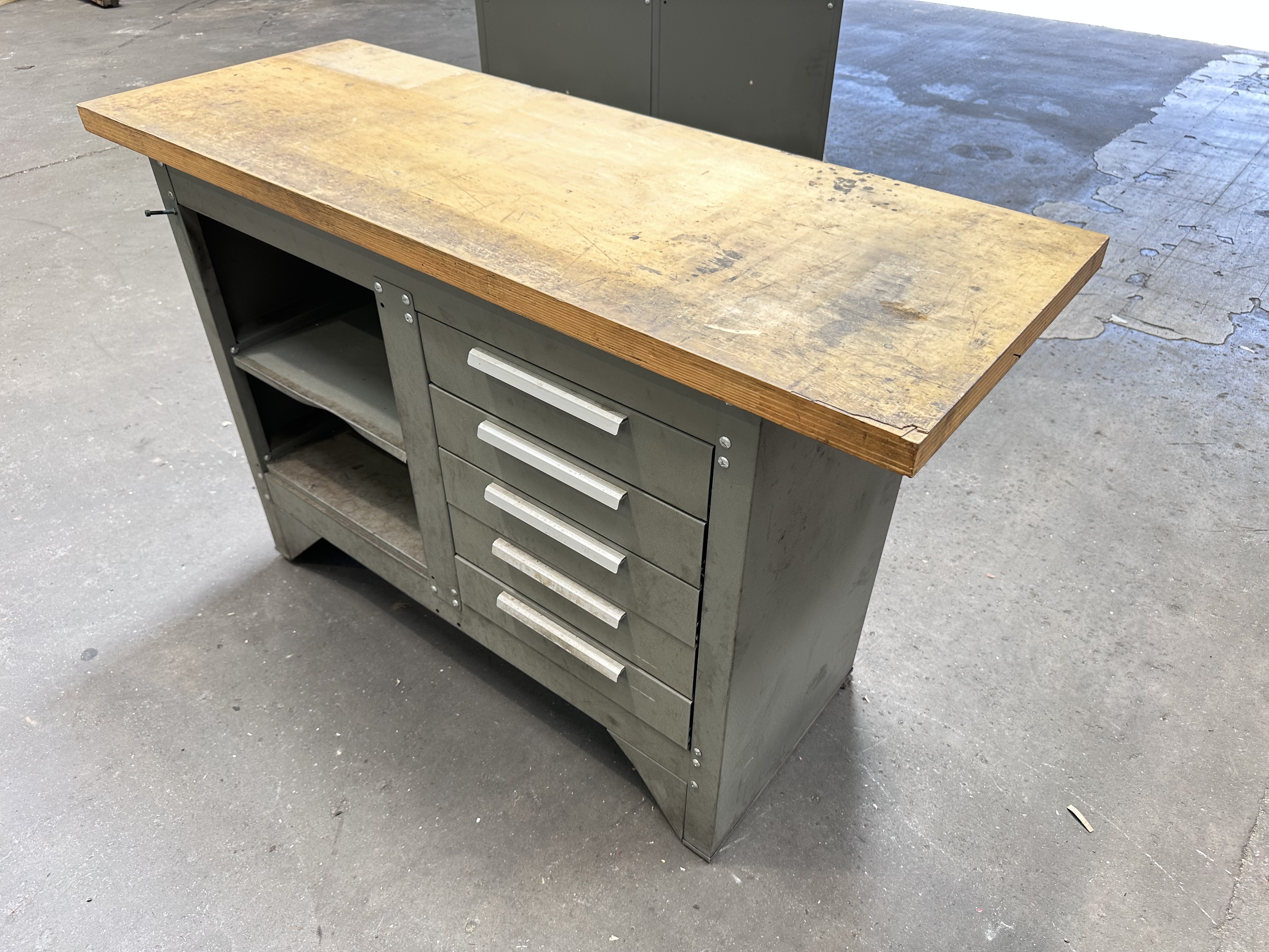 Wooden Top Work Bench 5 Drawer Cabinet 1370 x 510 x 870 