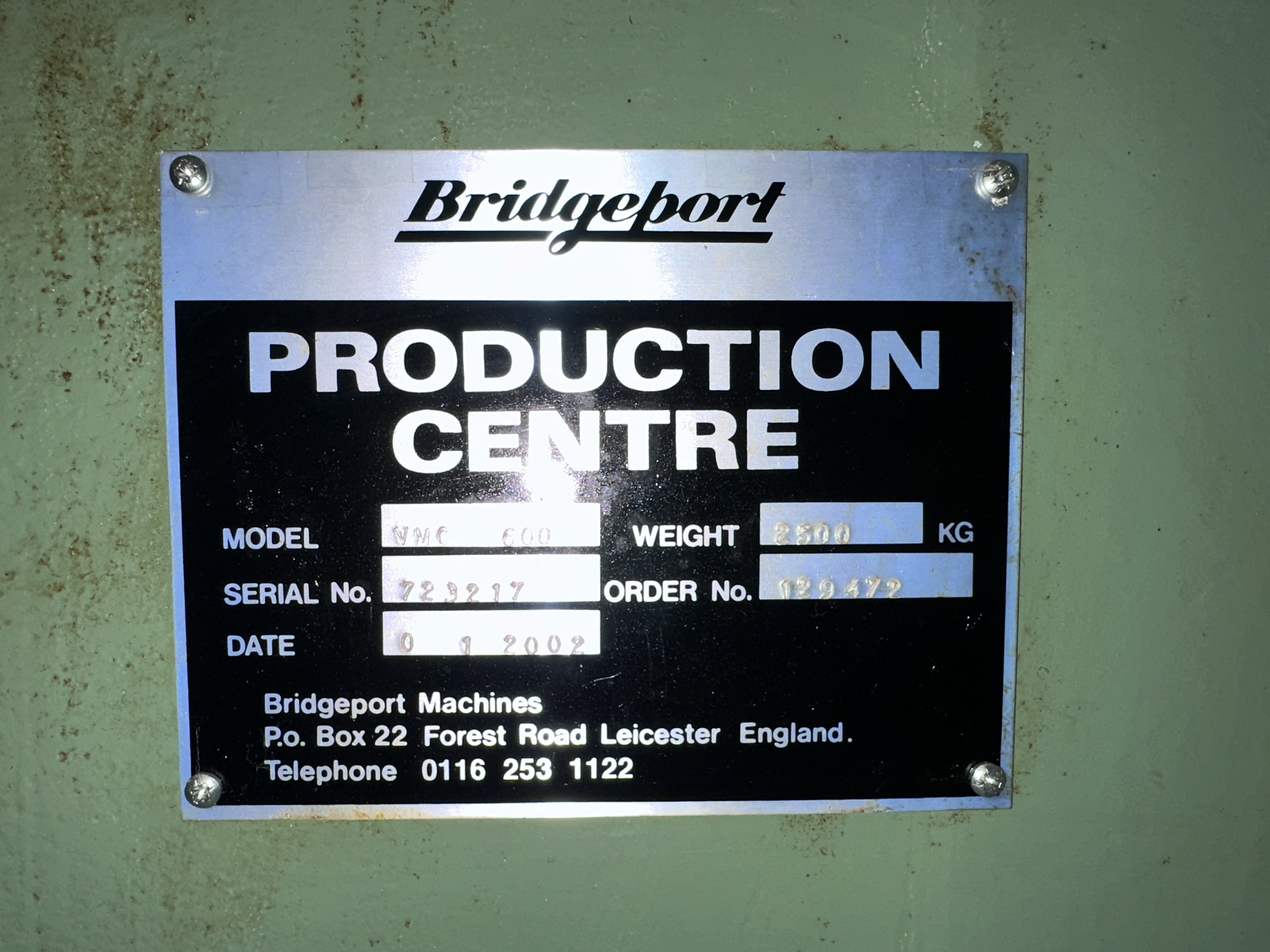 Bridgeport VMC 600 XP Vertical Machining Centre (2002)