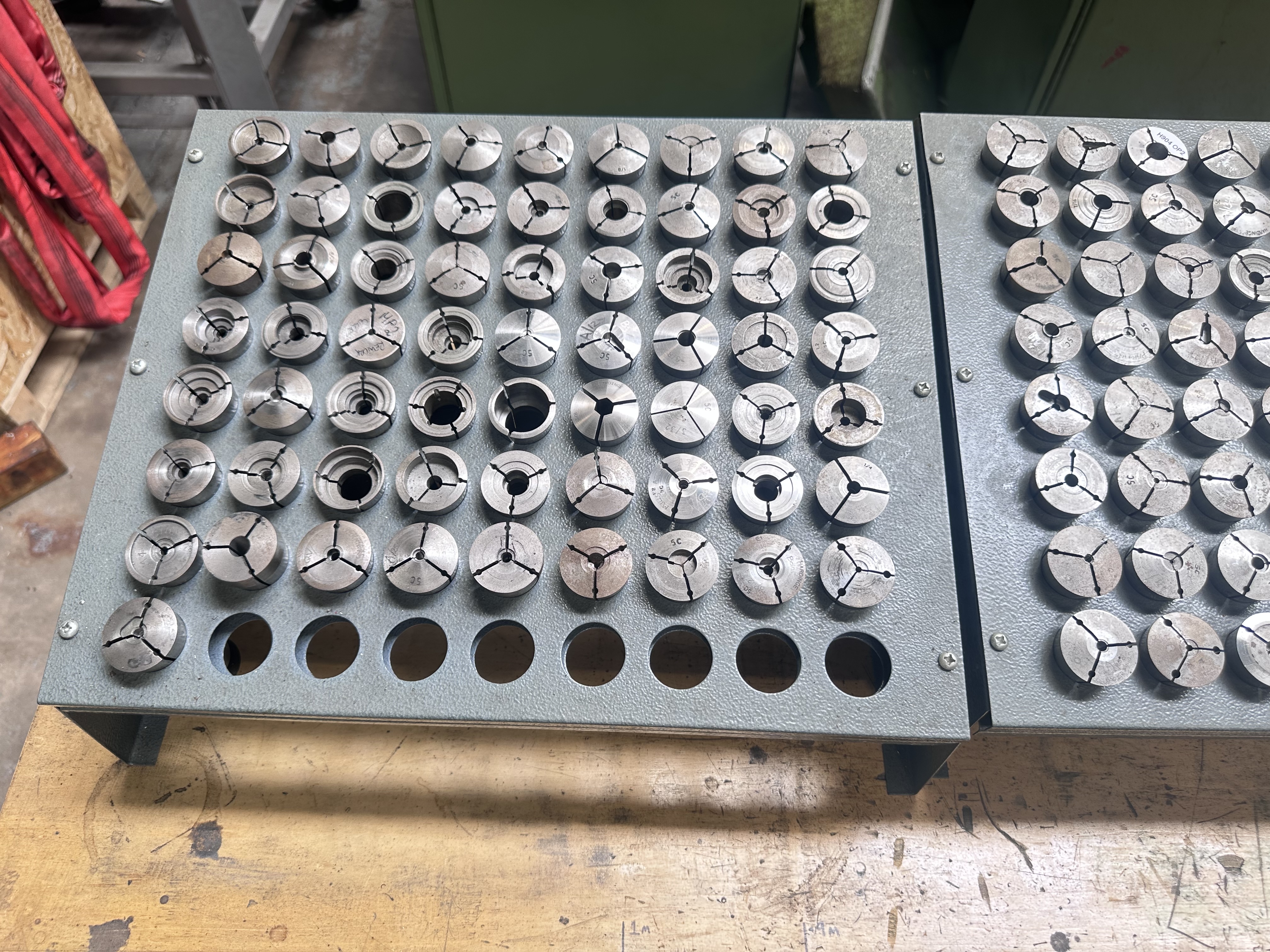 Selection of 5C Collets for Hardinge Lathe incl. Racks