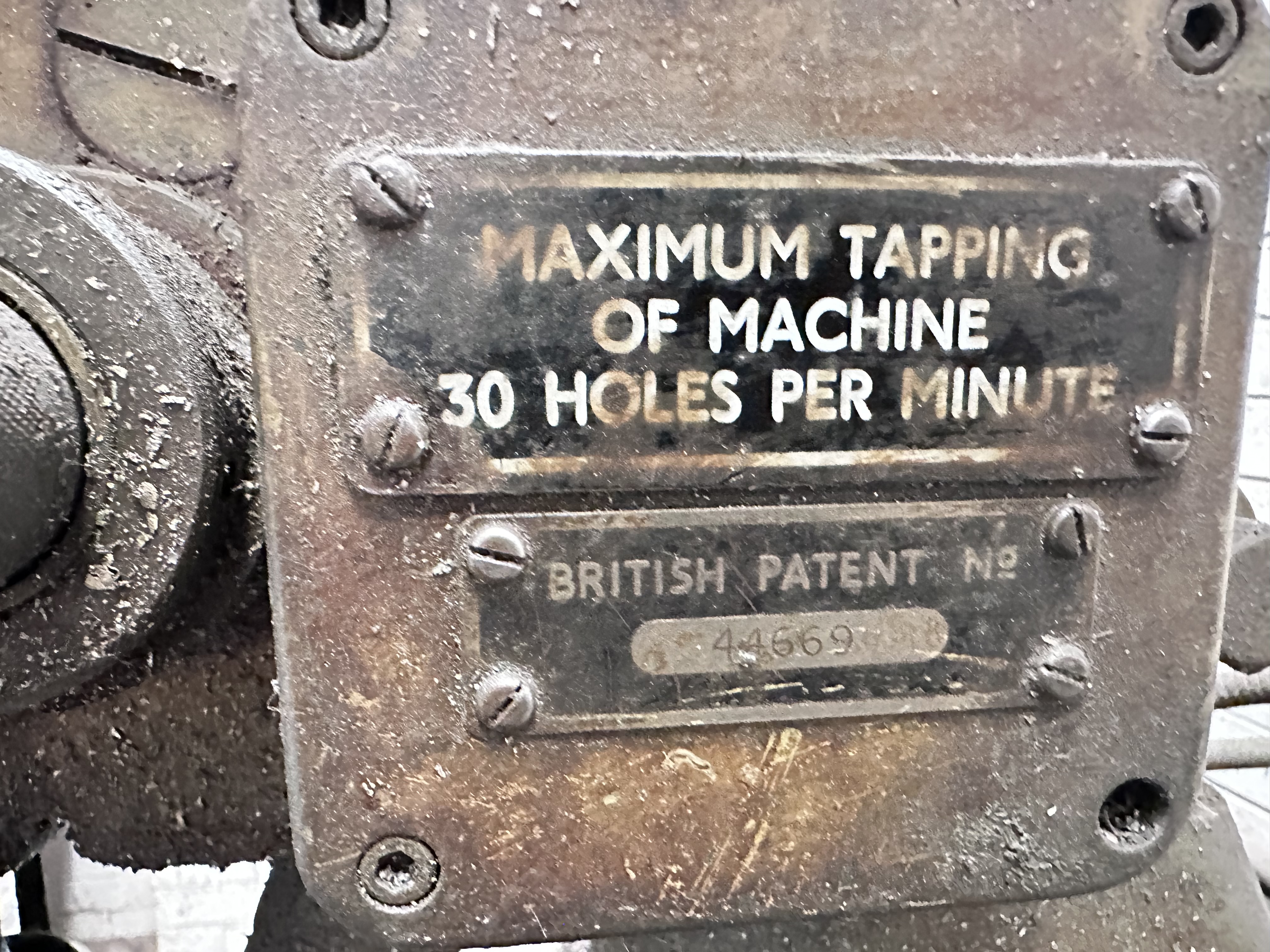 Herbert No. 2 Flash Tapping Machine. S/No. FM 4674