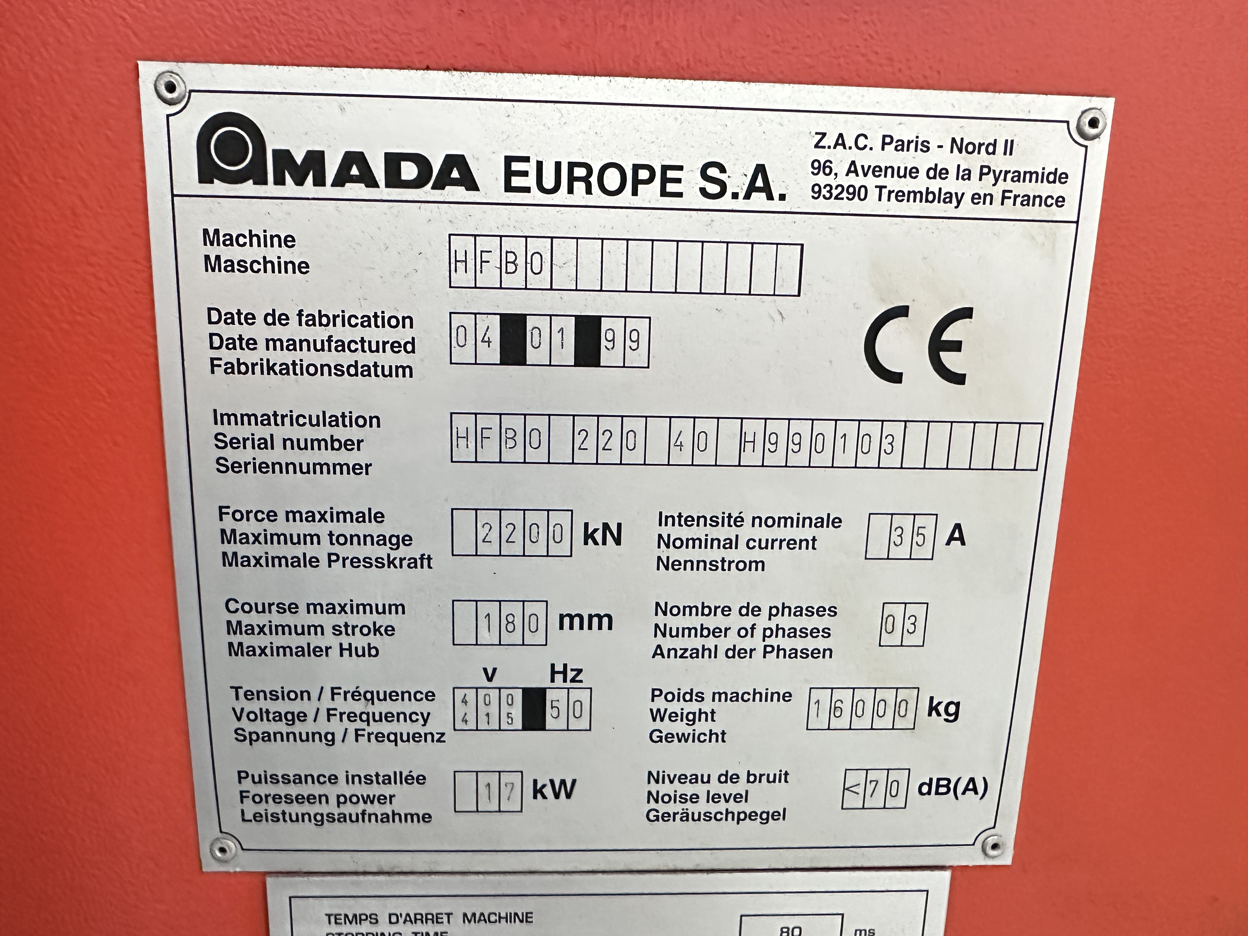 Amada Promecam HFB 2204 8-Axis Hydraulic Press Brake (1999)