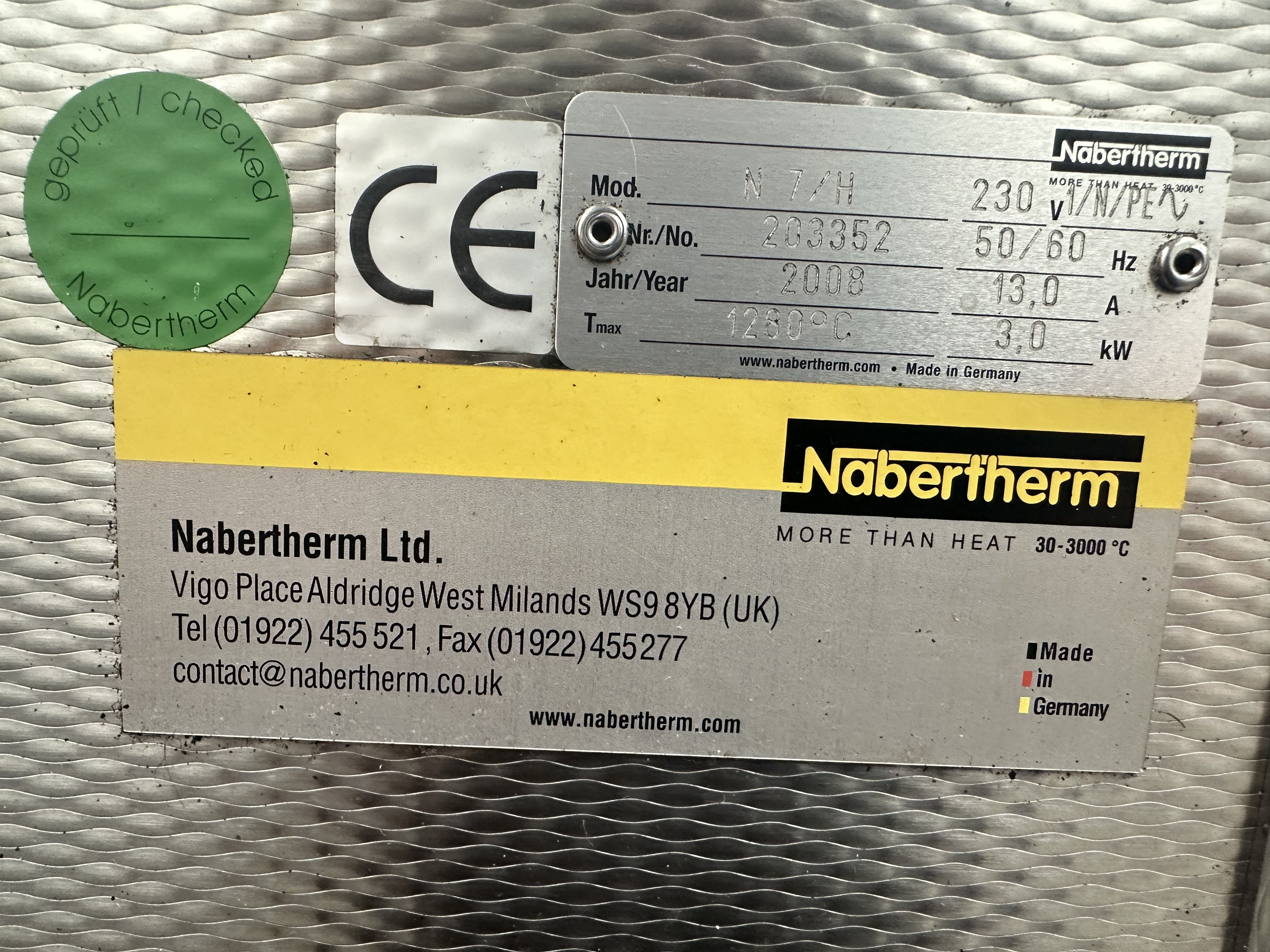 Nabertherm N7/H Electric Furnace with B150 Control