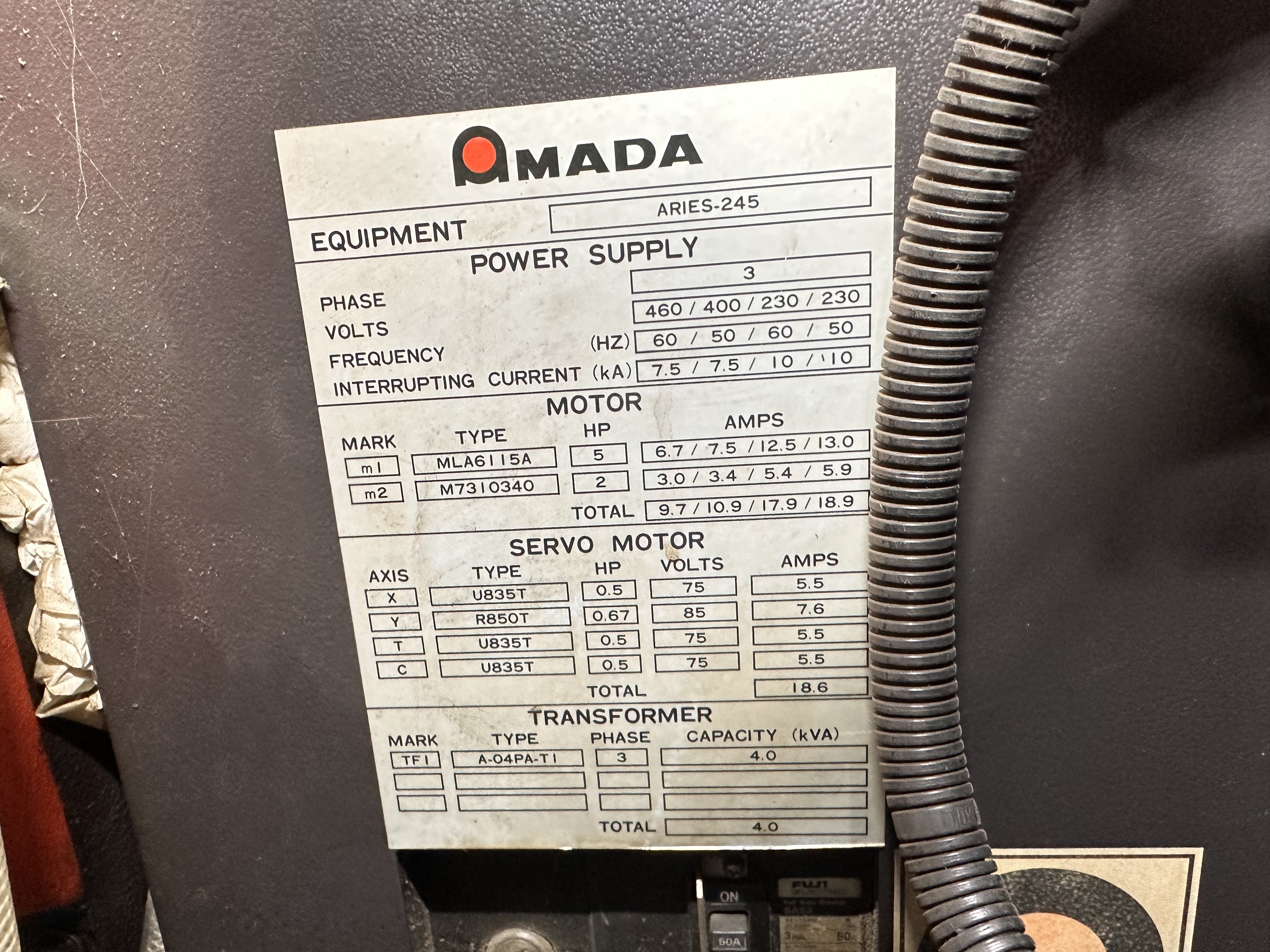 Amada Aries 245 CNC Punch Press (1990) 