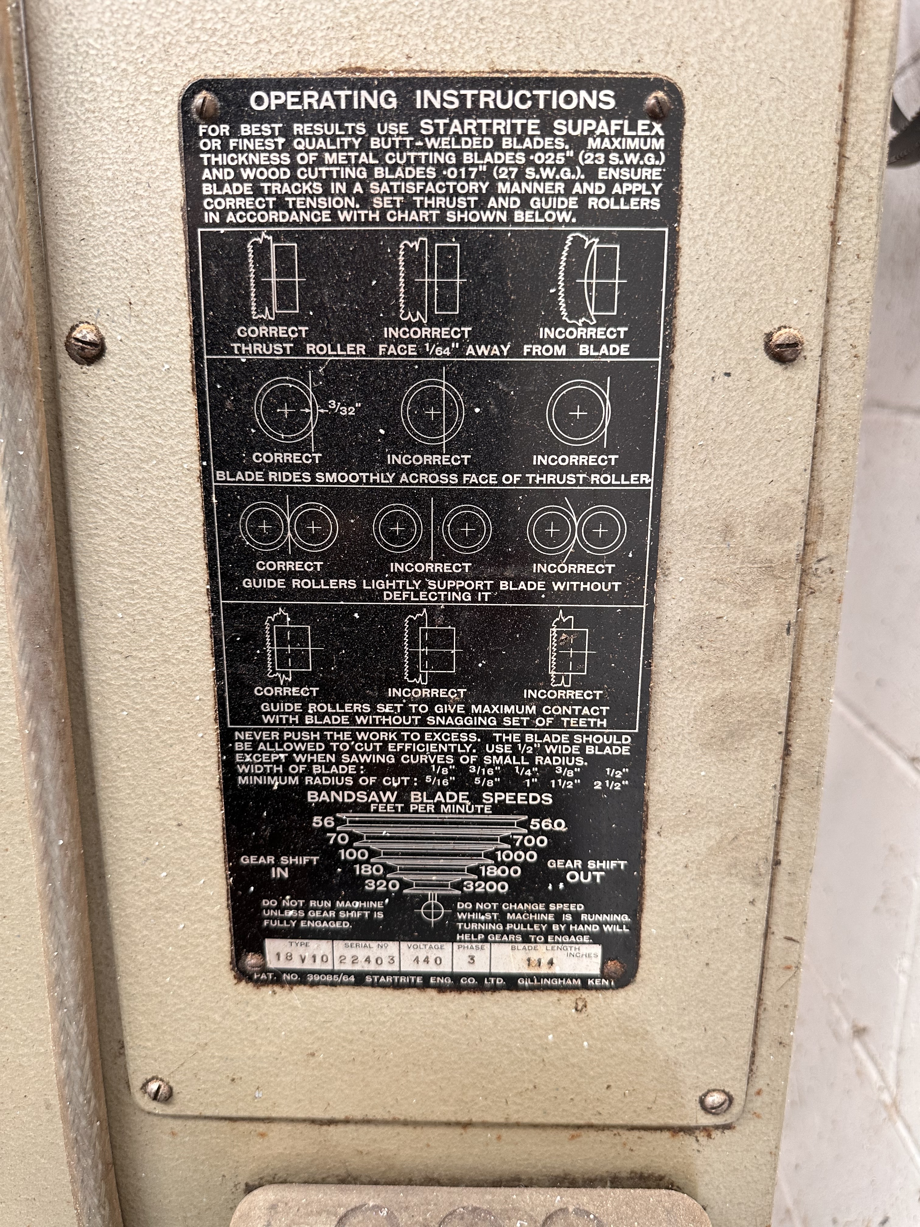 Startrite Volant 18 Vertical Bandsaw Type 18V10