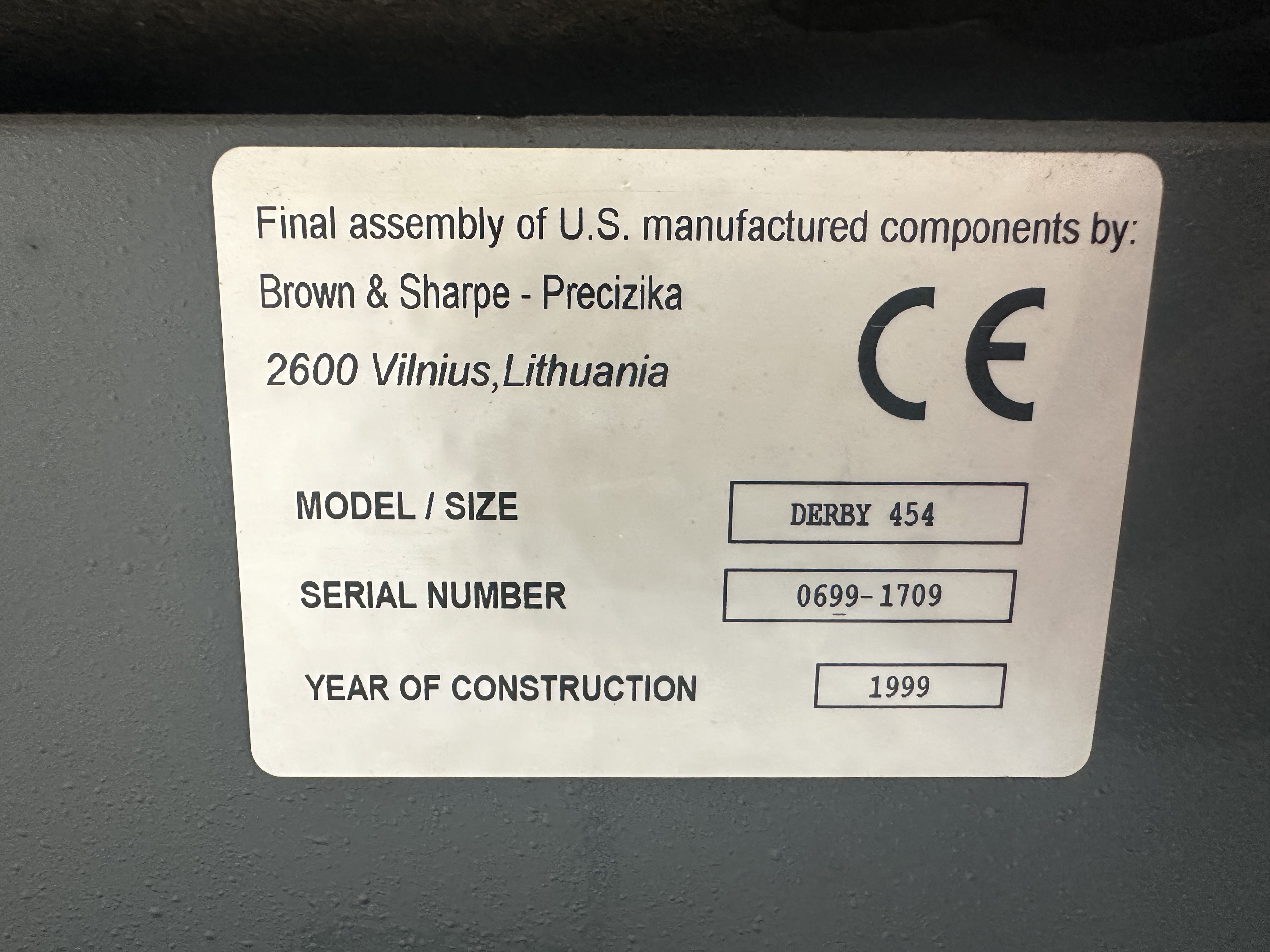 Brown & Sharp Derby 4.5.4 Coordinate Measuring Machine. (1999)