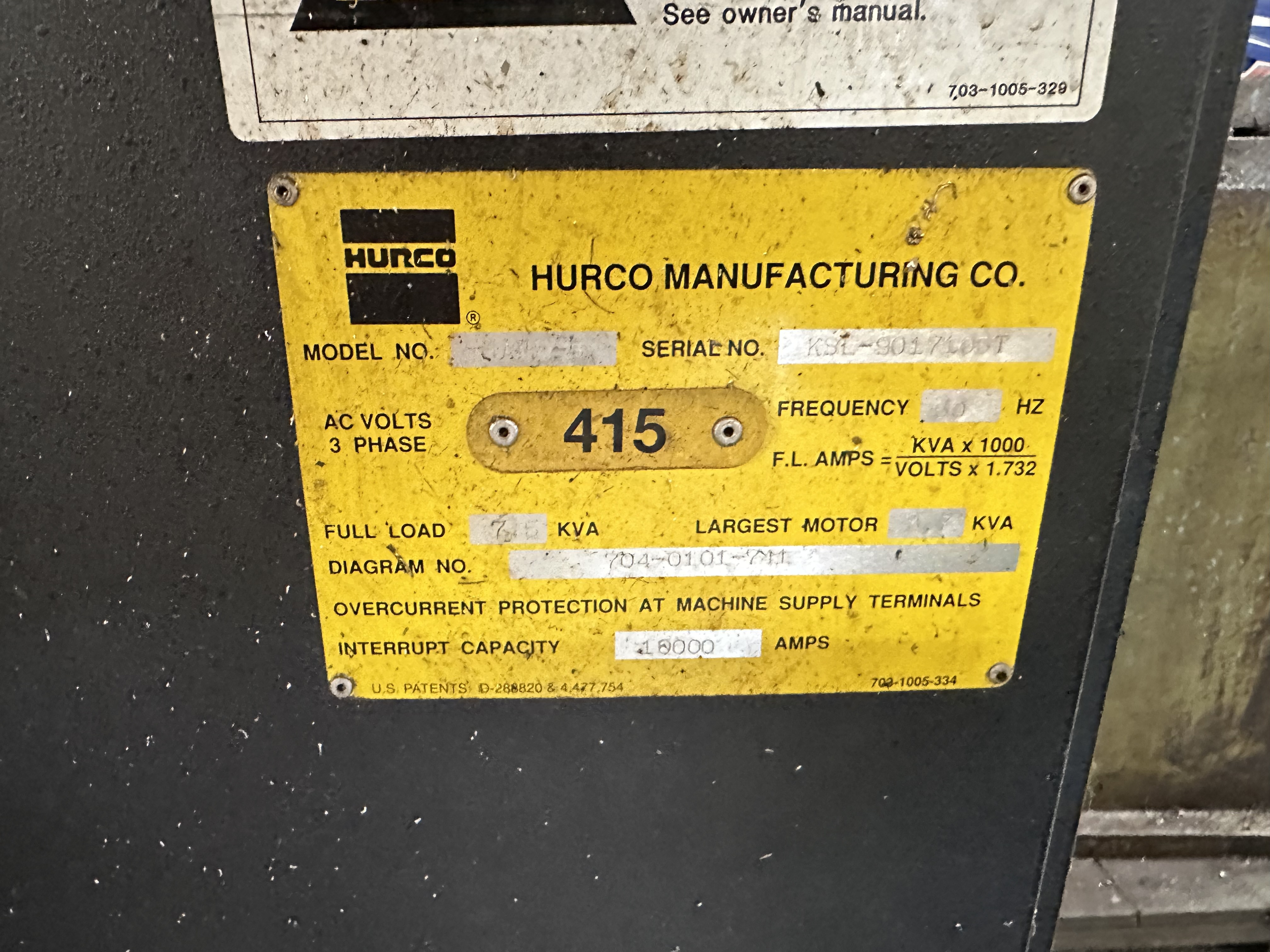 Hurco Hawk 5 NC Knee Type Milling Machine with Hurco Ultimax 55m Control (1995)
