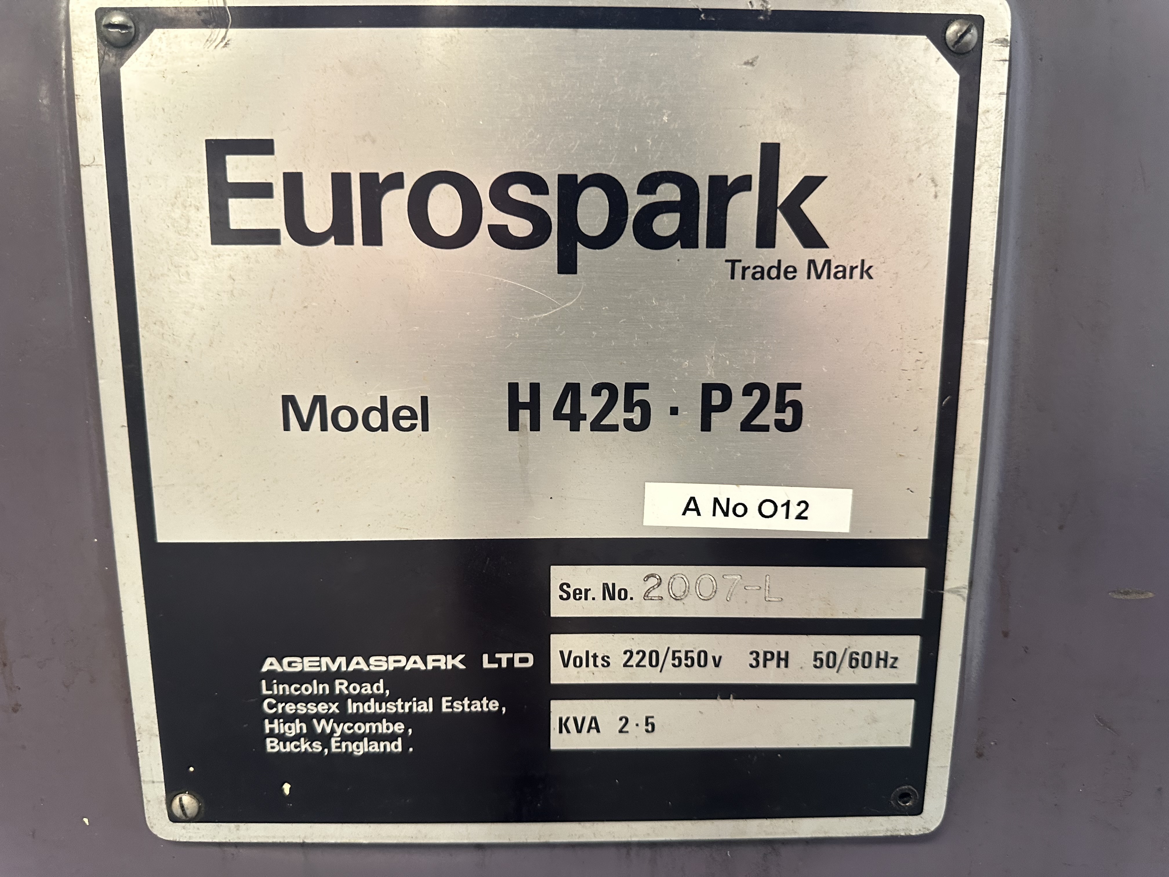 Eurospark H25-P25 Spark Eroder