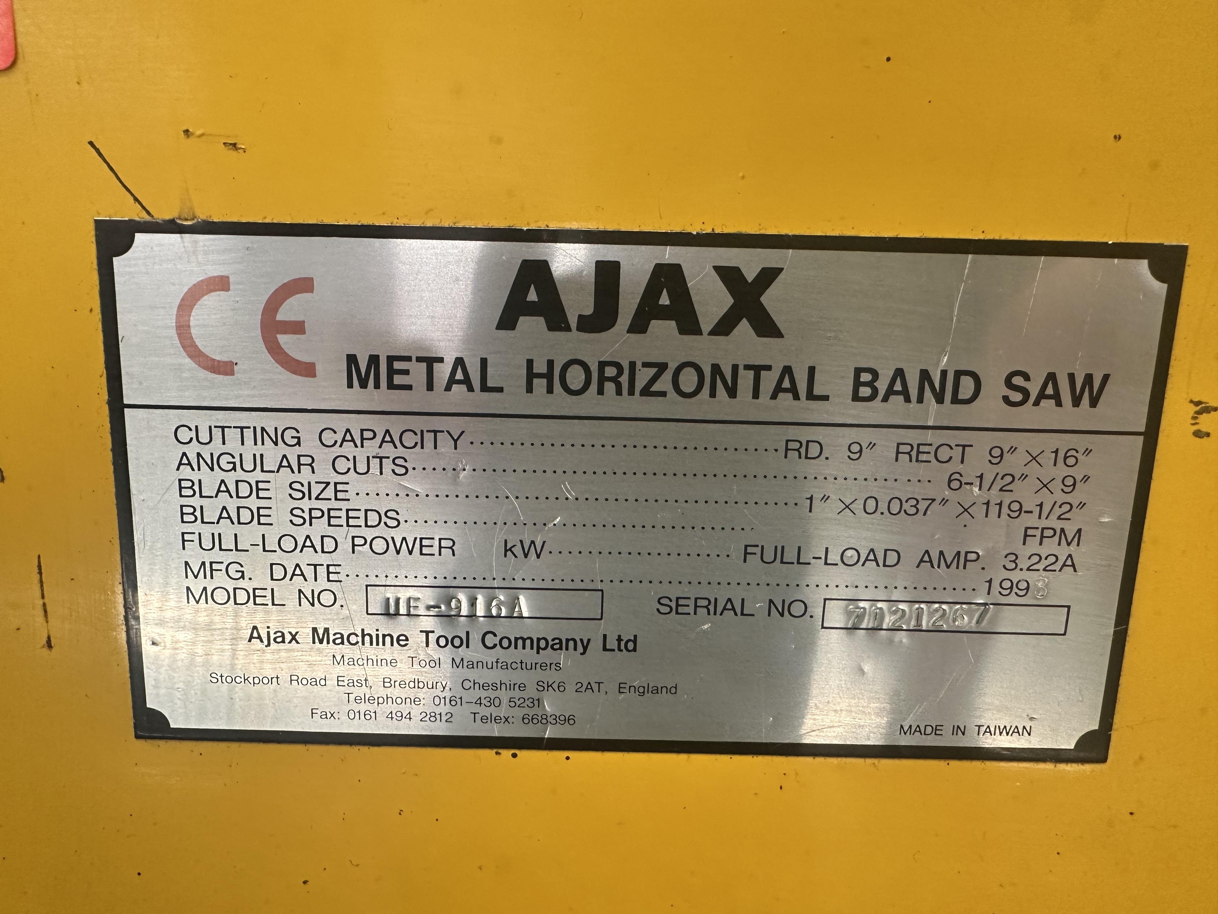 Ajax 9 x 16 Horizontal Bandsaw (1998)