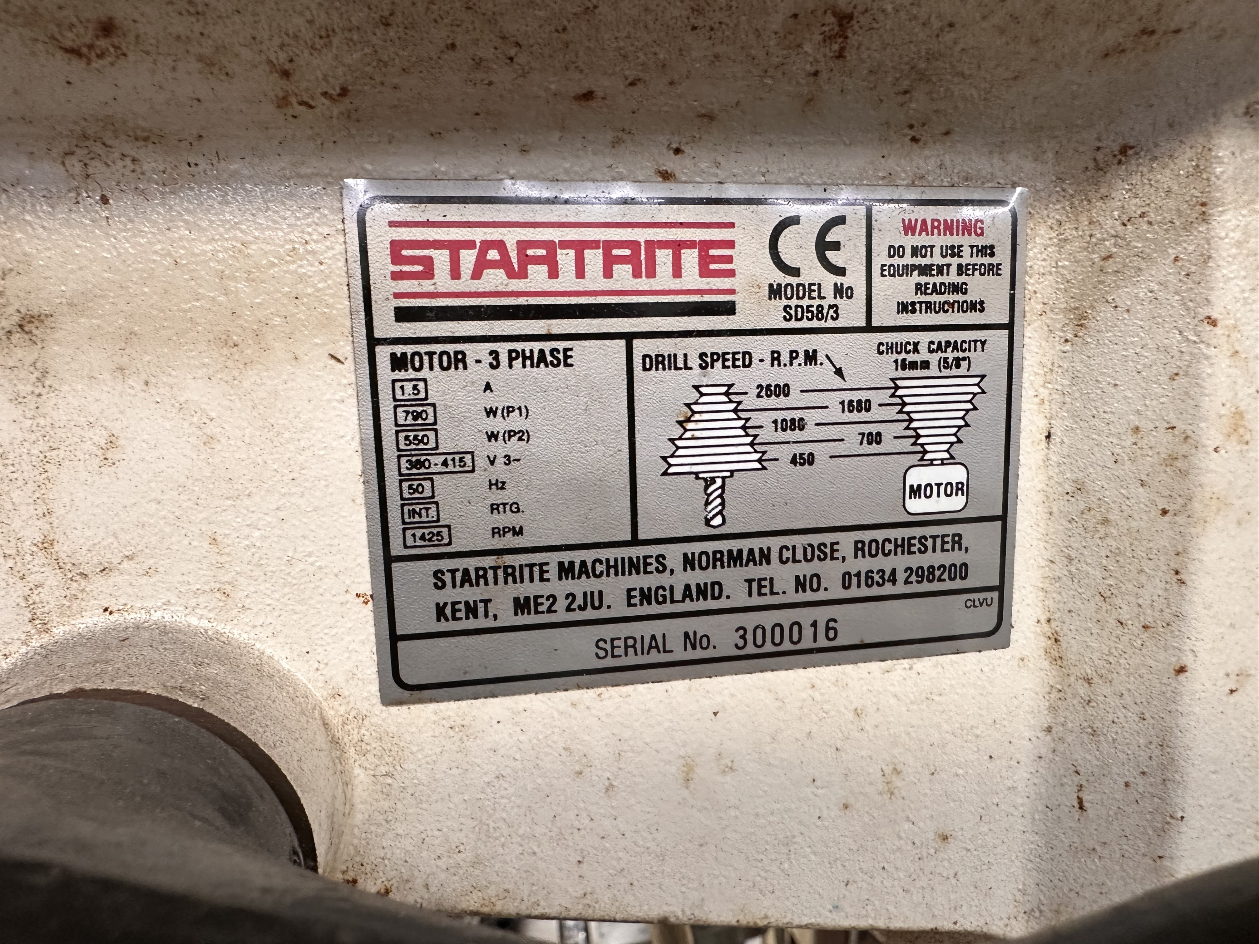 Startrite SD58/3 Bench Top Pillar Drill