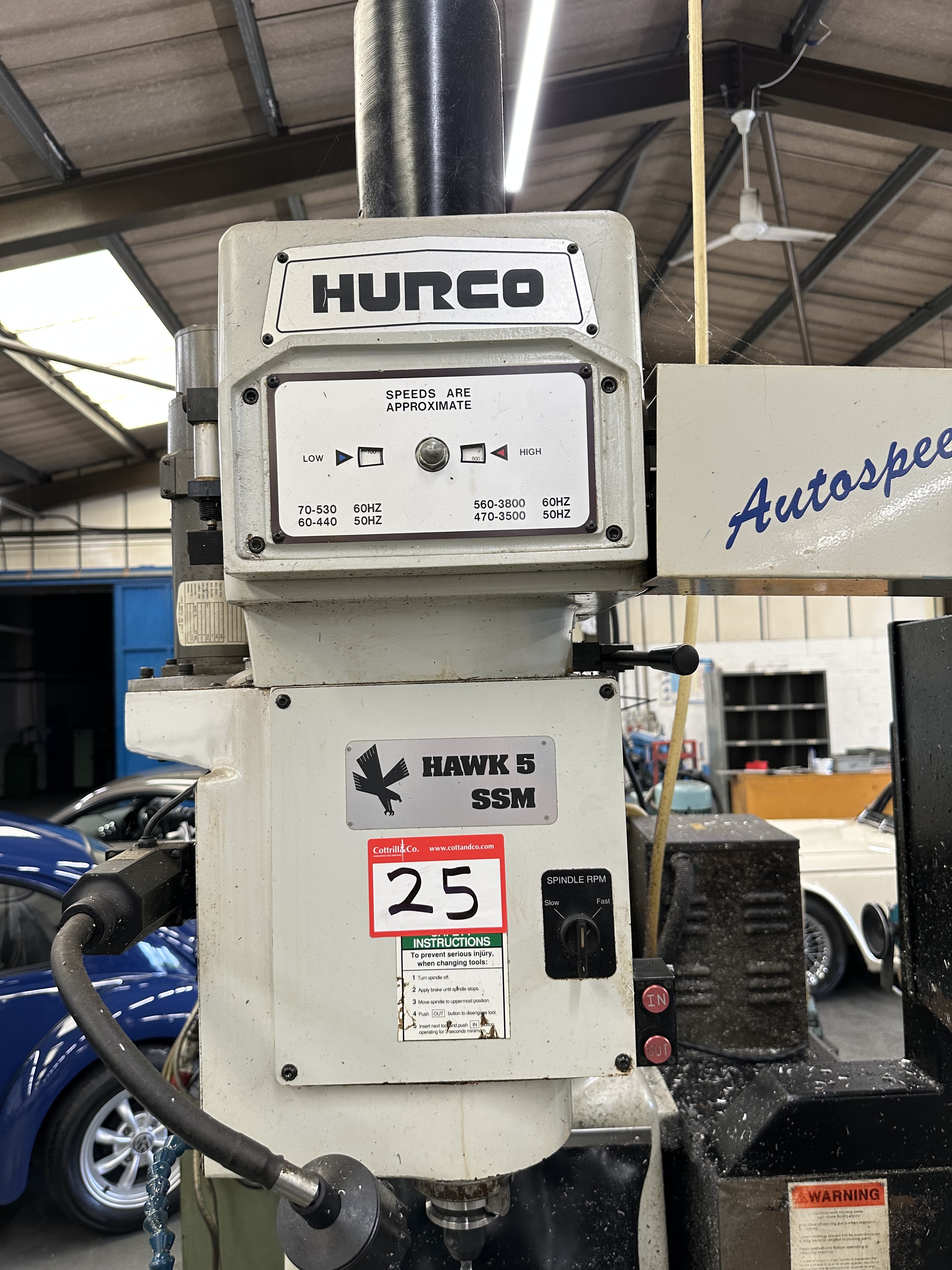 Hurco Hawk 5 NC Knee Type Milling Machine with Hurco Ultimax 55m Control (1995)