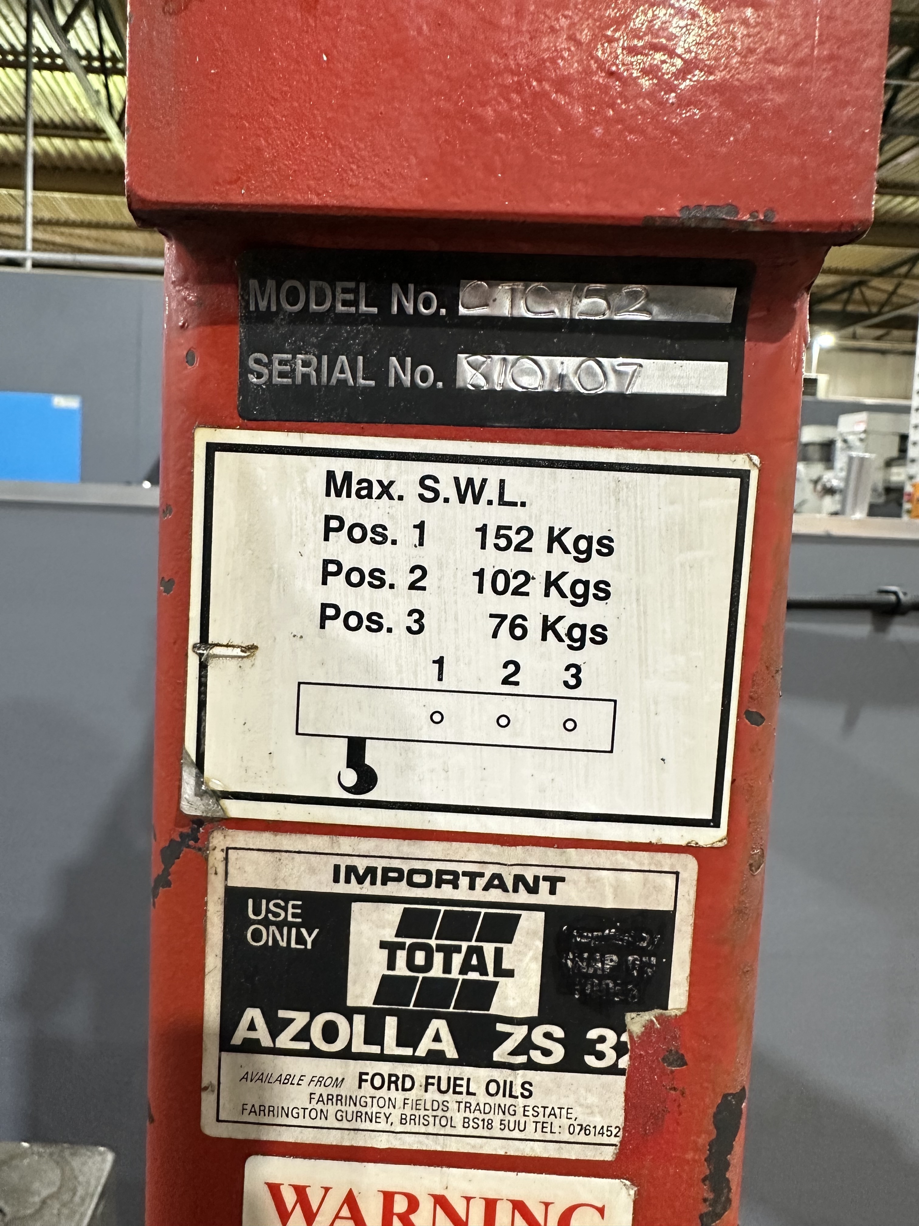 Slingsby CTC152 Counterbalance Hydraulic Crane Hoist, SWL 152kg