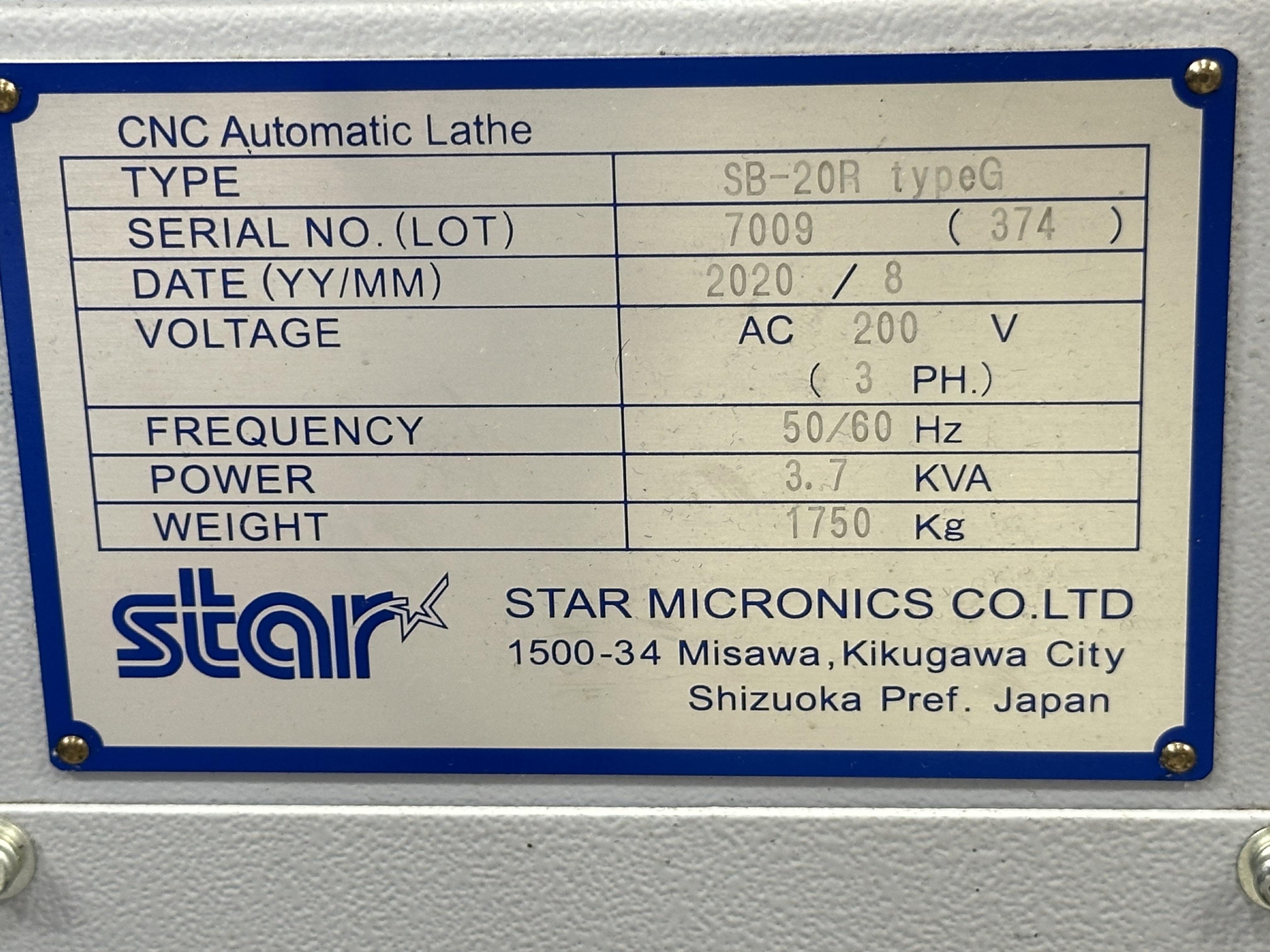 Star SB-20R Type G CNC Sliding Head Lathe with Fanuc Series Oi-TF CNC Control (2020)