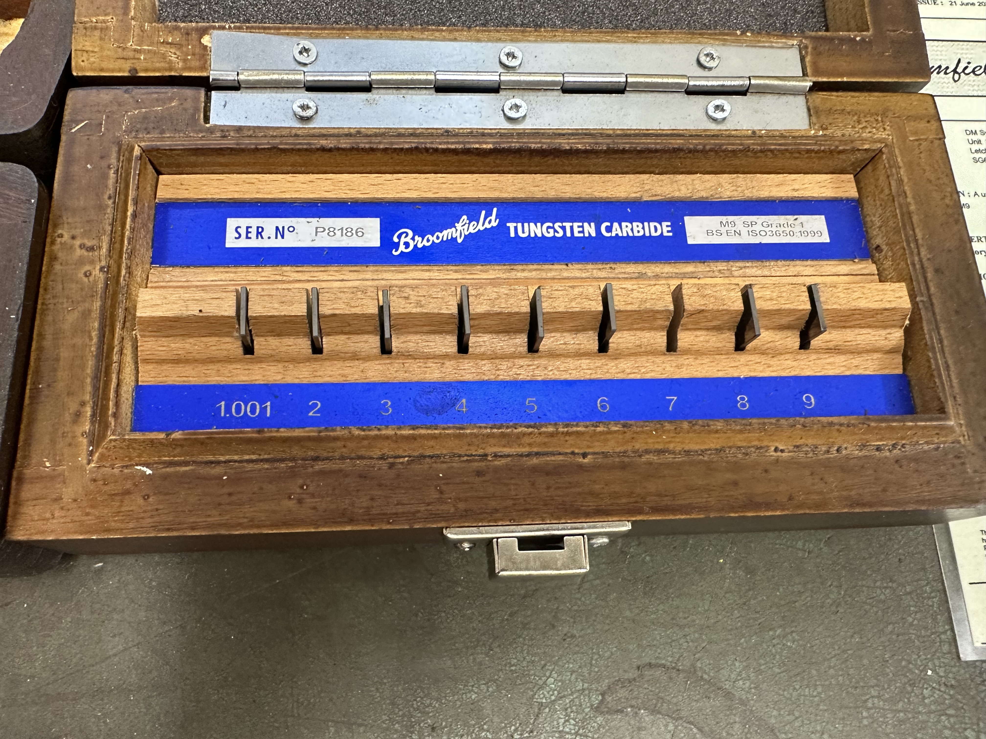 (2) x Sets of Grade 1 Tungsten Carbide Slip Gauges