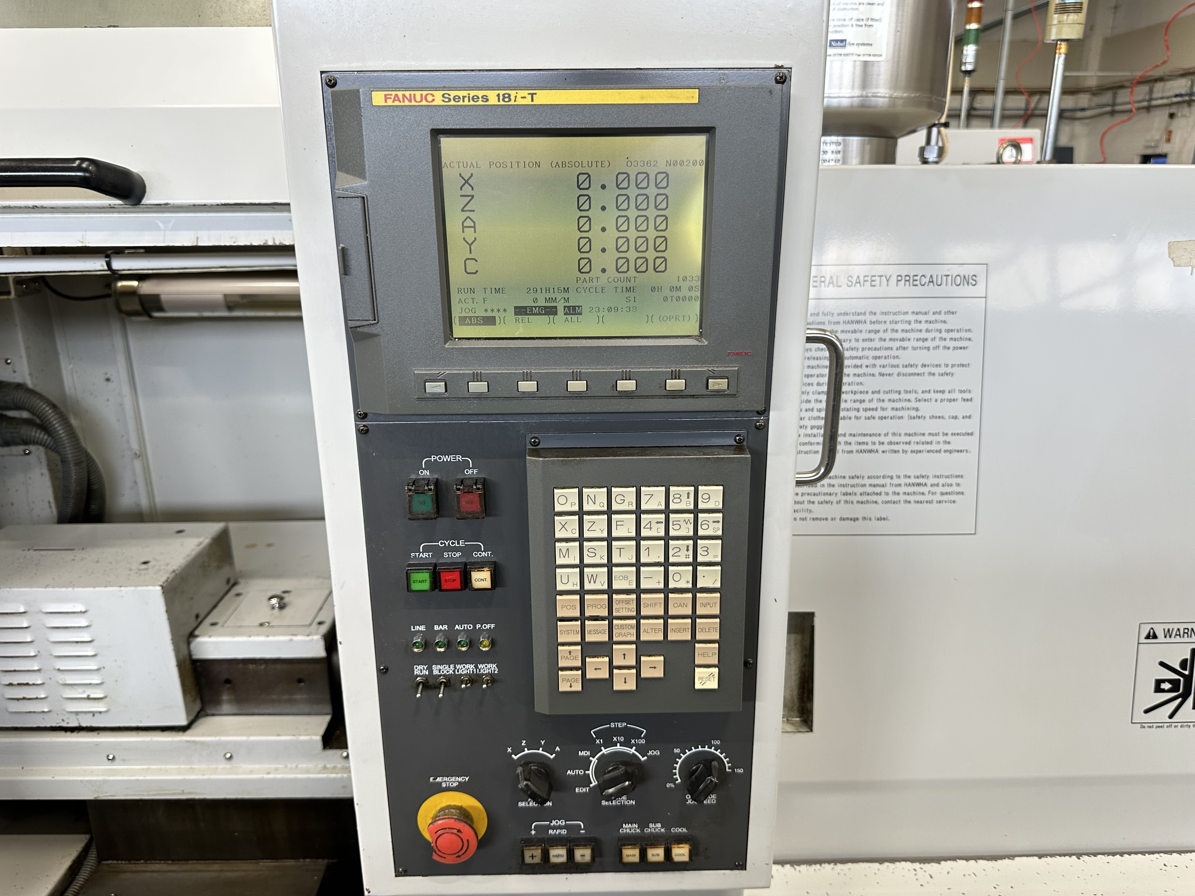 Hanwha SL12S Sliding Head Lathe 5 Axis Machine with Fanuc Series 18i-T CNC Control (2003)