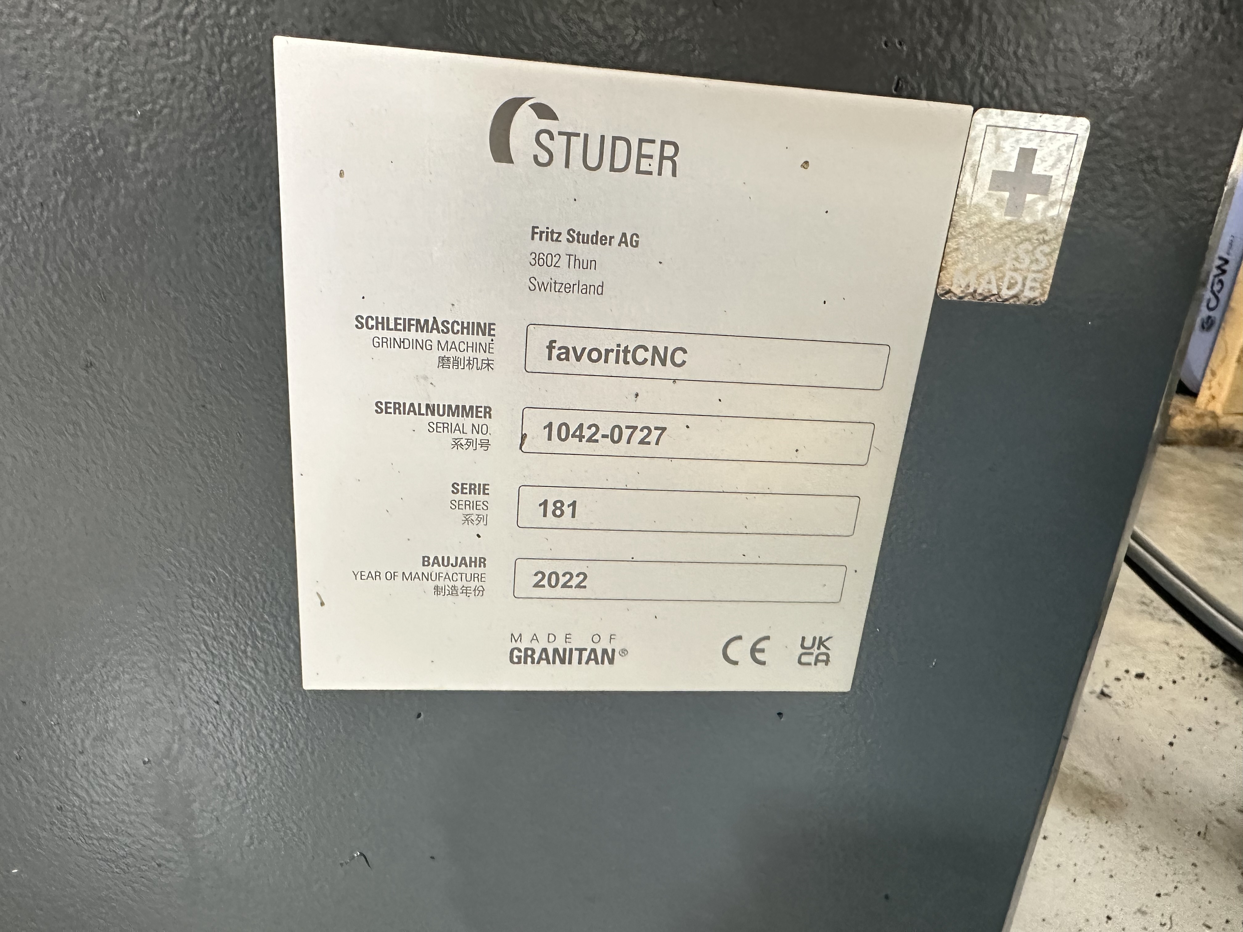 Studer Favorit 650 CNC Universal Cylindrical Grinding Machine with Fanuc Oi-TD CNC Control (2022)