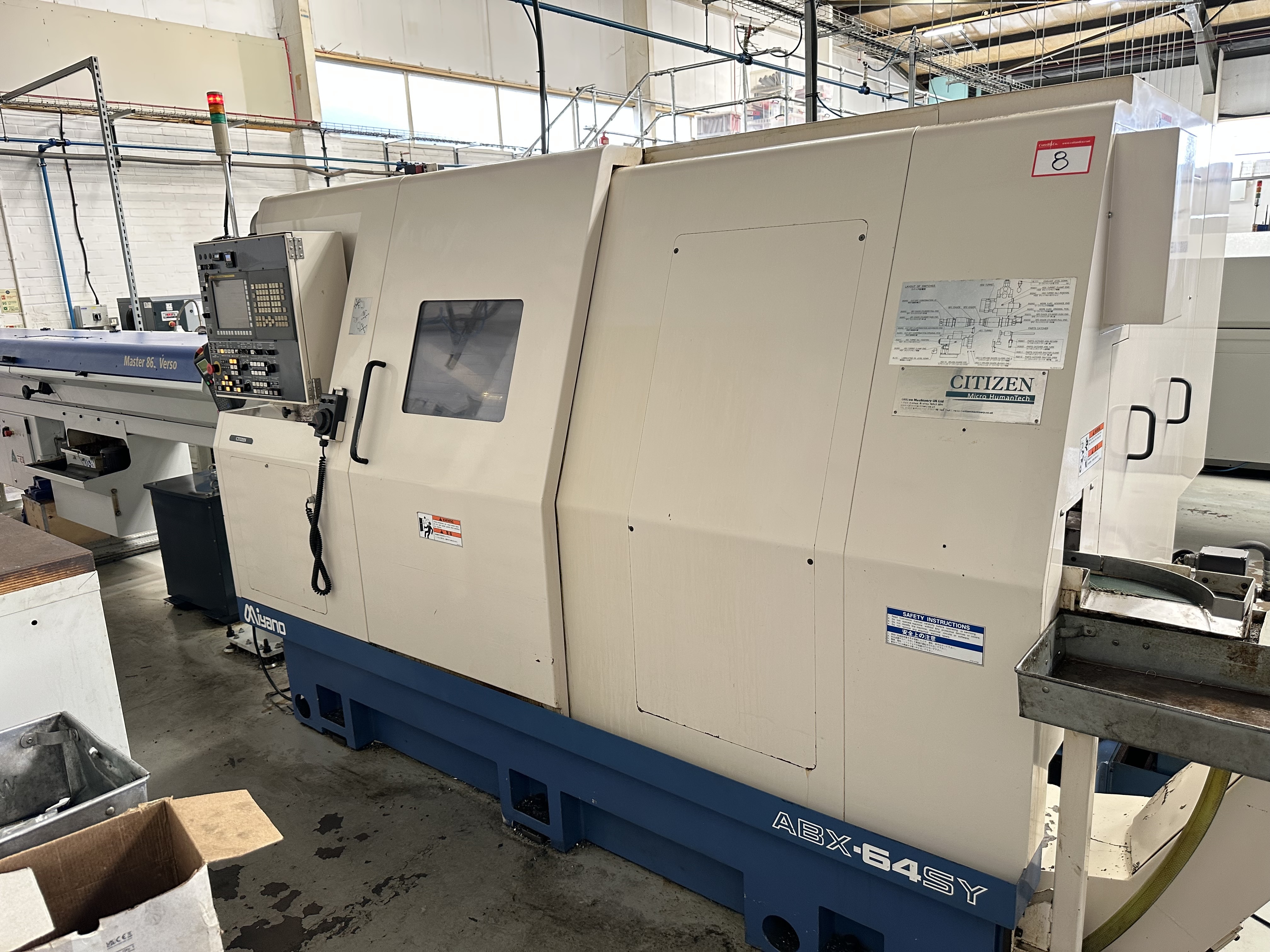 Citizen Miyano ABX-64SY Fixed Headstock Lathe 9 Axis Machine with Fanuc Series 31i Model A CNC Control (2011)