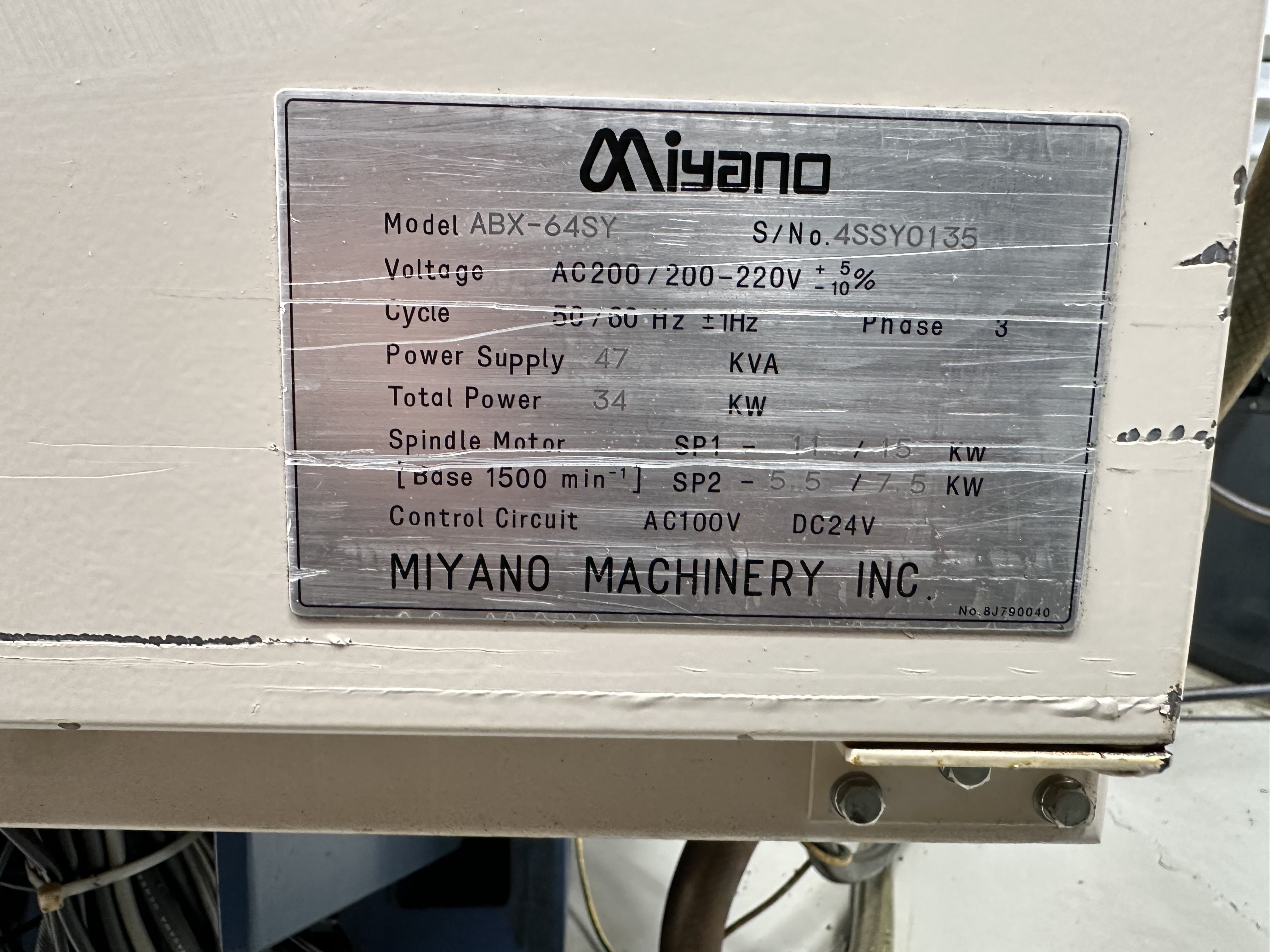 Citizen Miyano ABX-64SY Fixed Headstock Lathe 9 Axis Machine with Fanuc Series 31i Model A CNC Control (2011)