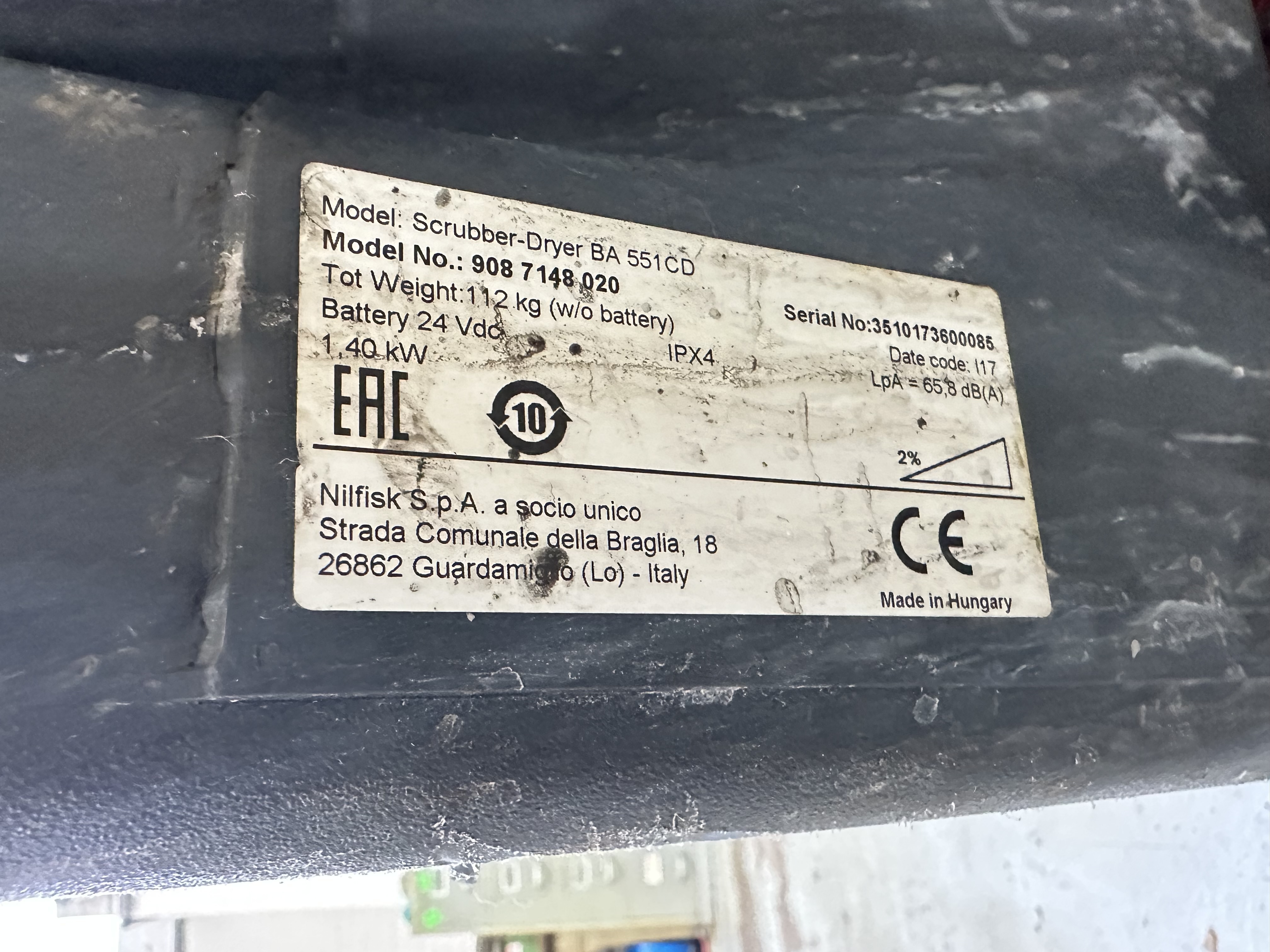 Nilfisk Bassid Floor Scrubber/Dryer, Model No. 908 7148 020
