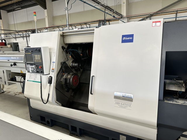 Miyano ABX-64THY2 Twin Spindle Fixed Head Stock Lathe with Fanuc Series 31i Model B CNC Control (2014)