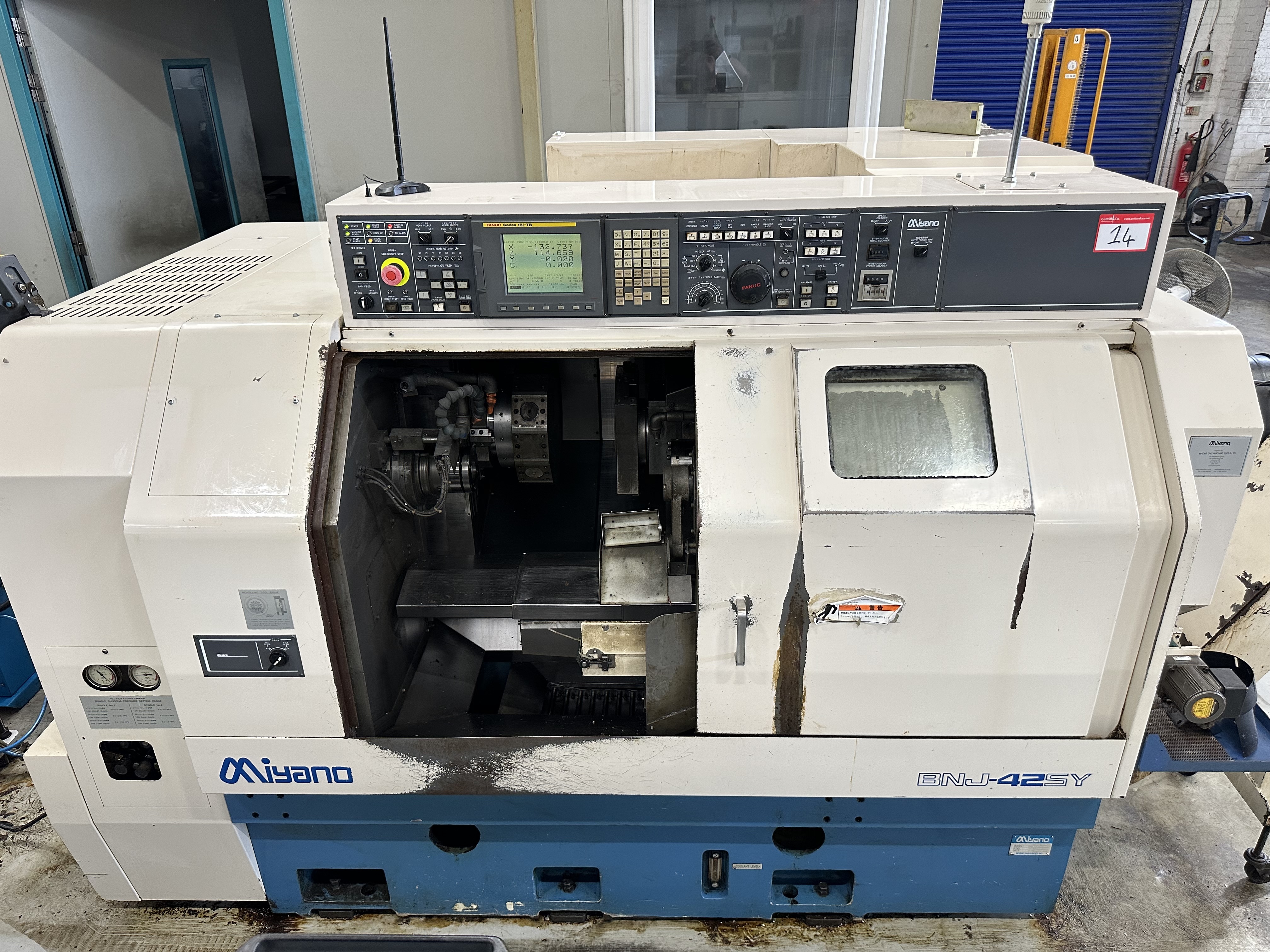 Miyano BNJ-42SY Fixed Headstock Lathe 7 Axis with Fanuc 18i-TB CNC Control. (2006)