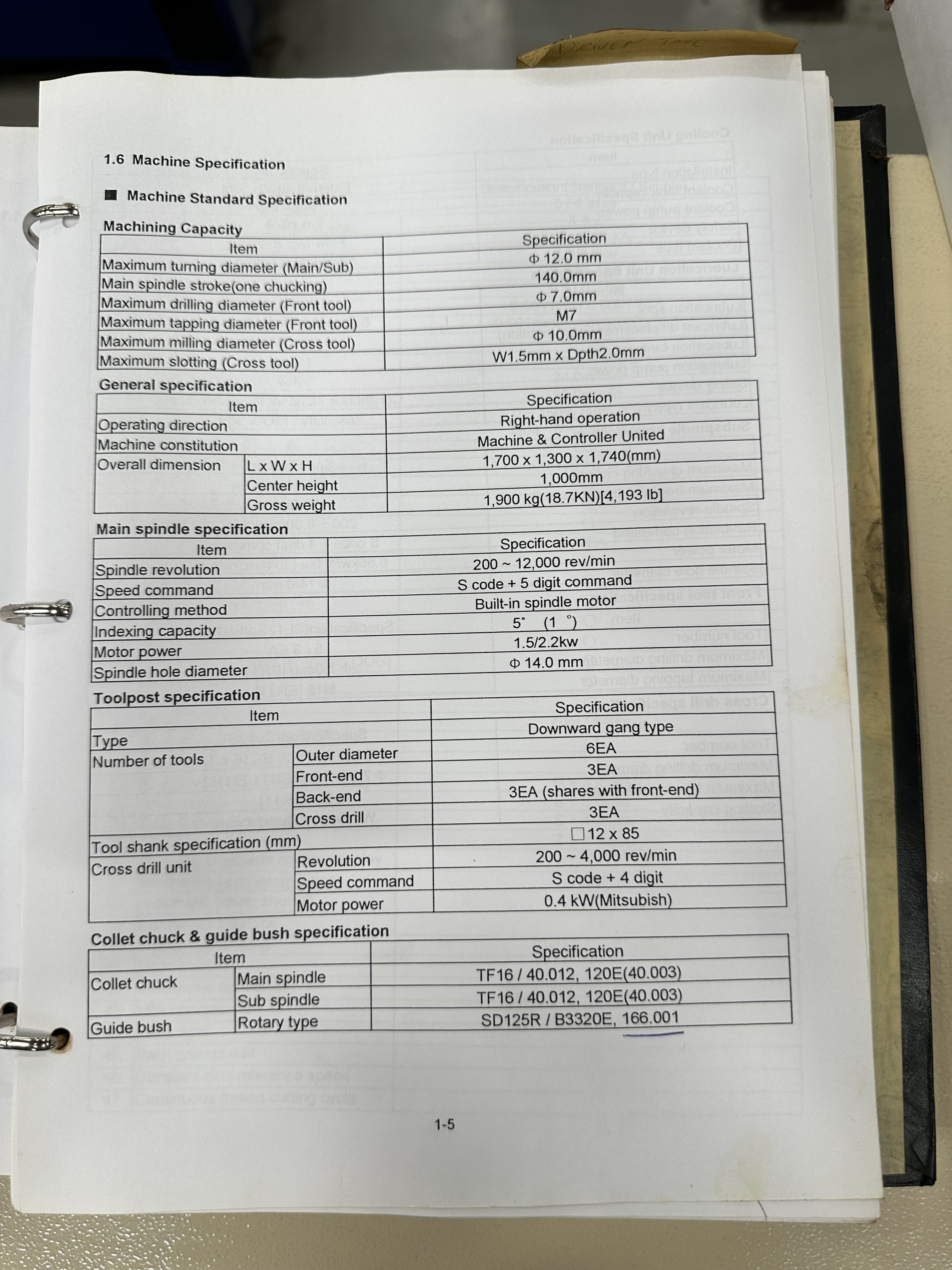 Hanwha SL12S Sliding Head Lathe 5 Axis Machine with Fanuc Series 18i-T CNC Control (2003)